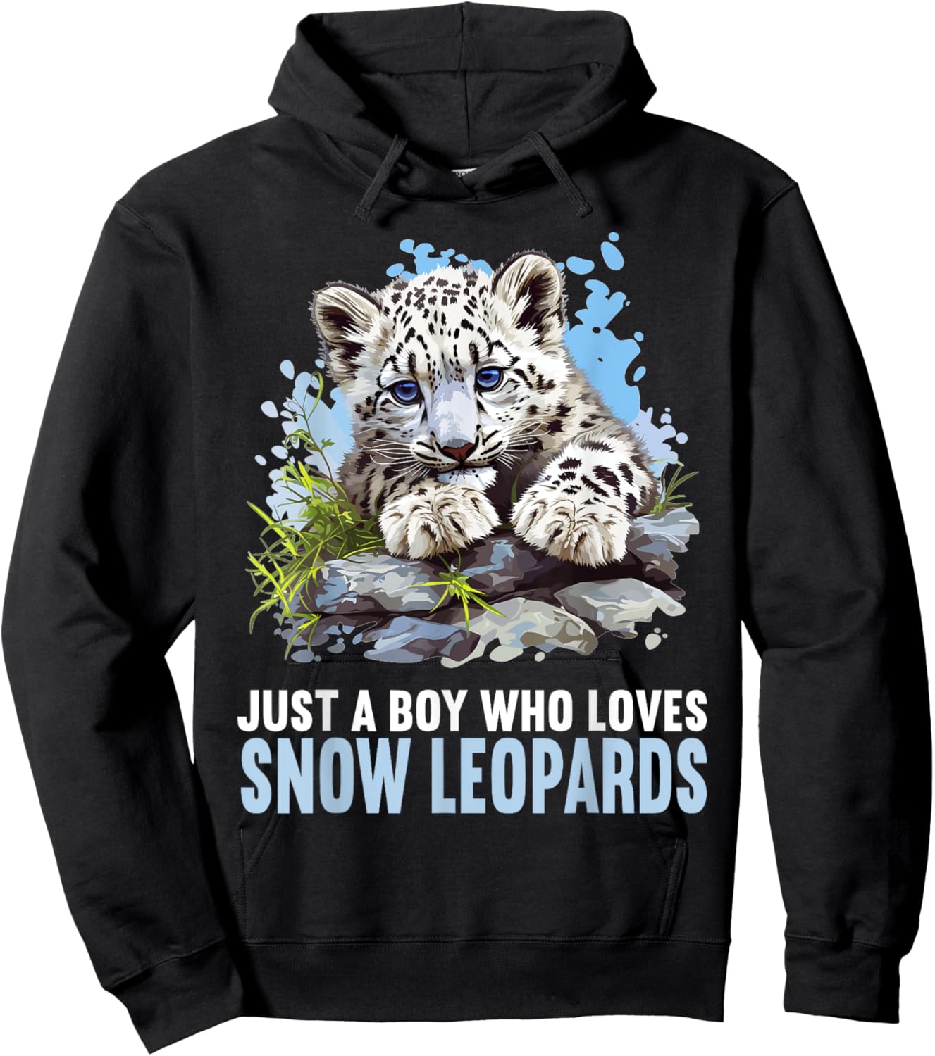 Just a Boy who loves Snow Leopards Lovers Snow Leopard Hoodie - Hoodie | Black