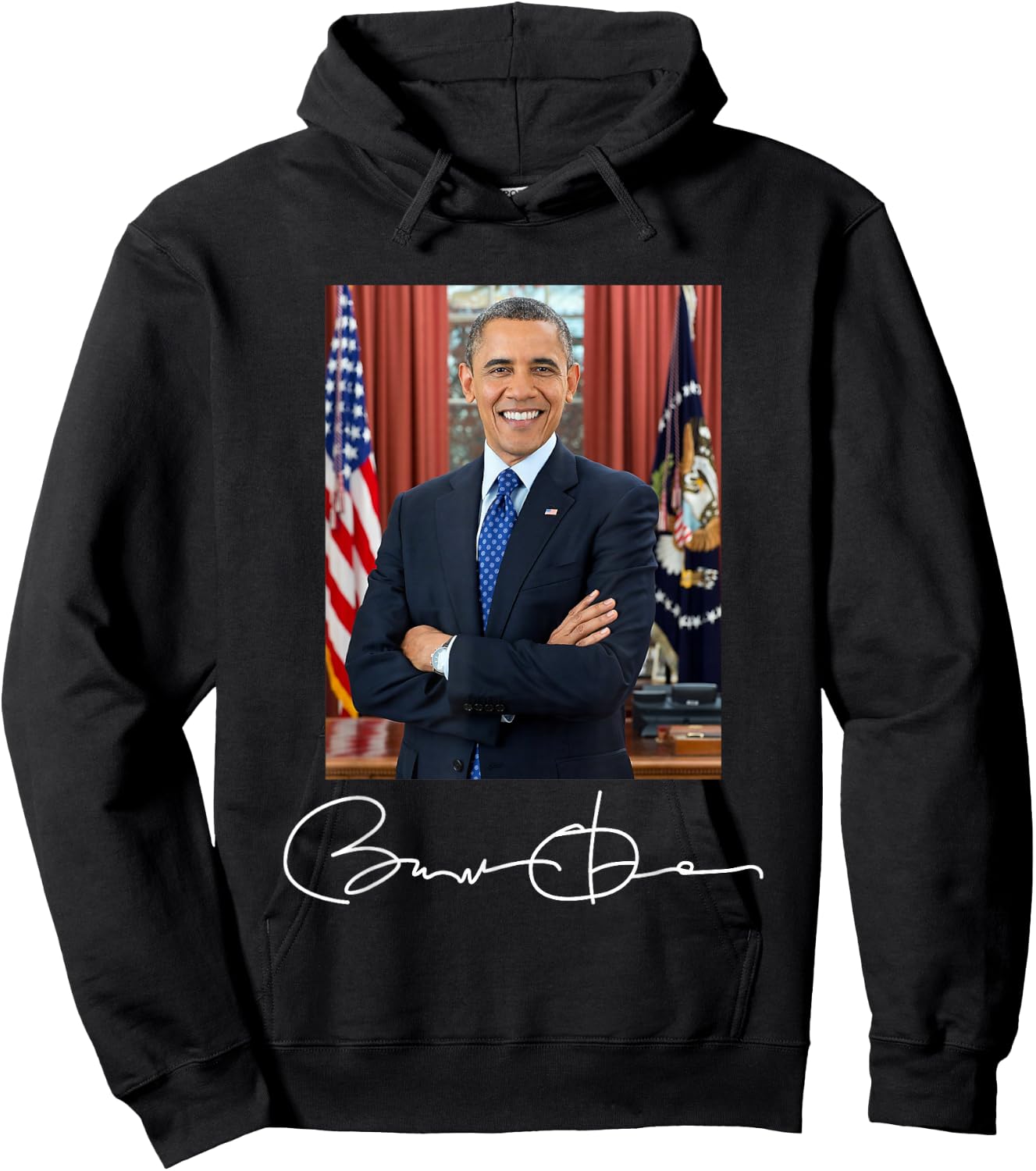 Barack Obama Signature and Portrait Hoodie - Hoodie | Black