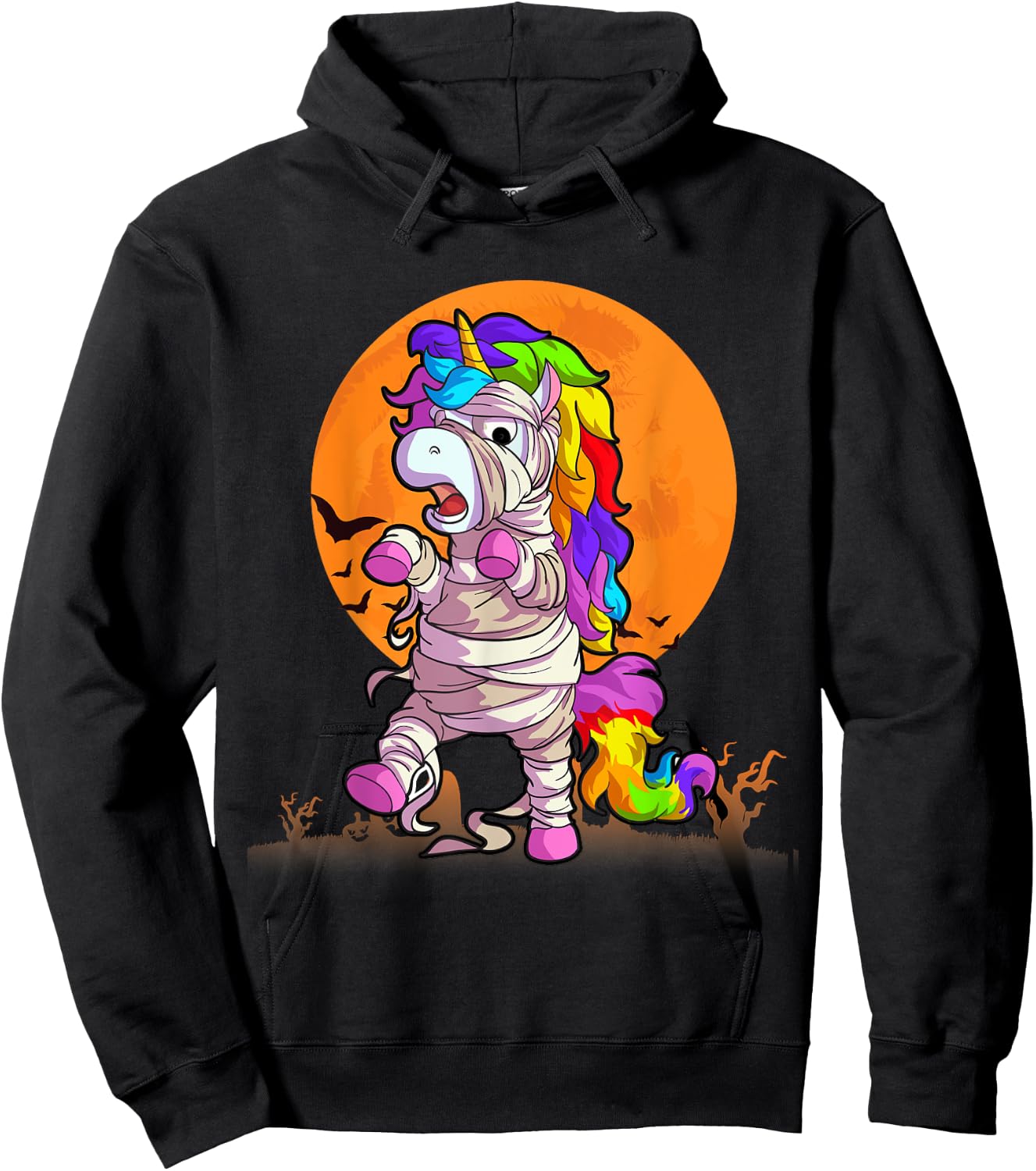 Mummy Unicorn Halloween Girls Unicorn Halloween Hoodie - Hoodie | Black