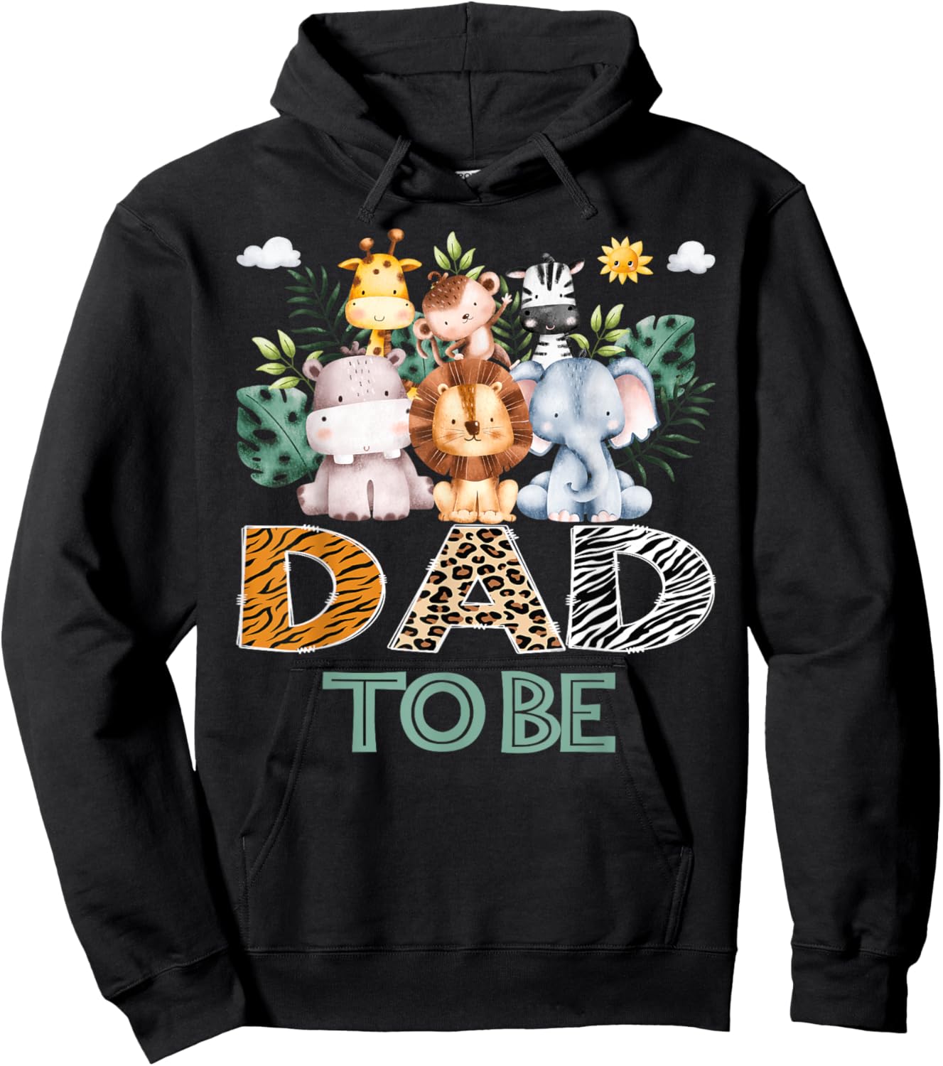 Soon To Be Dad Jungle Animal Safari Gender Reveal Hoodie - Hoodie | Black