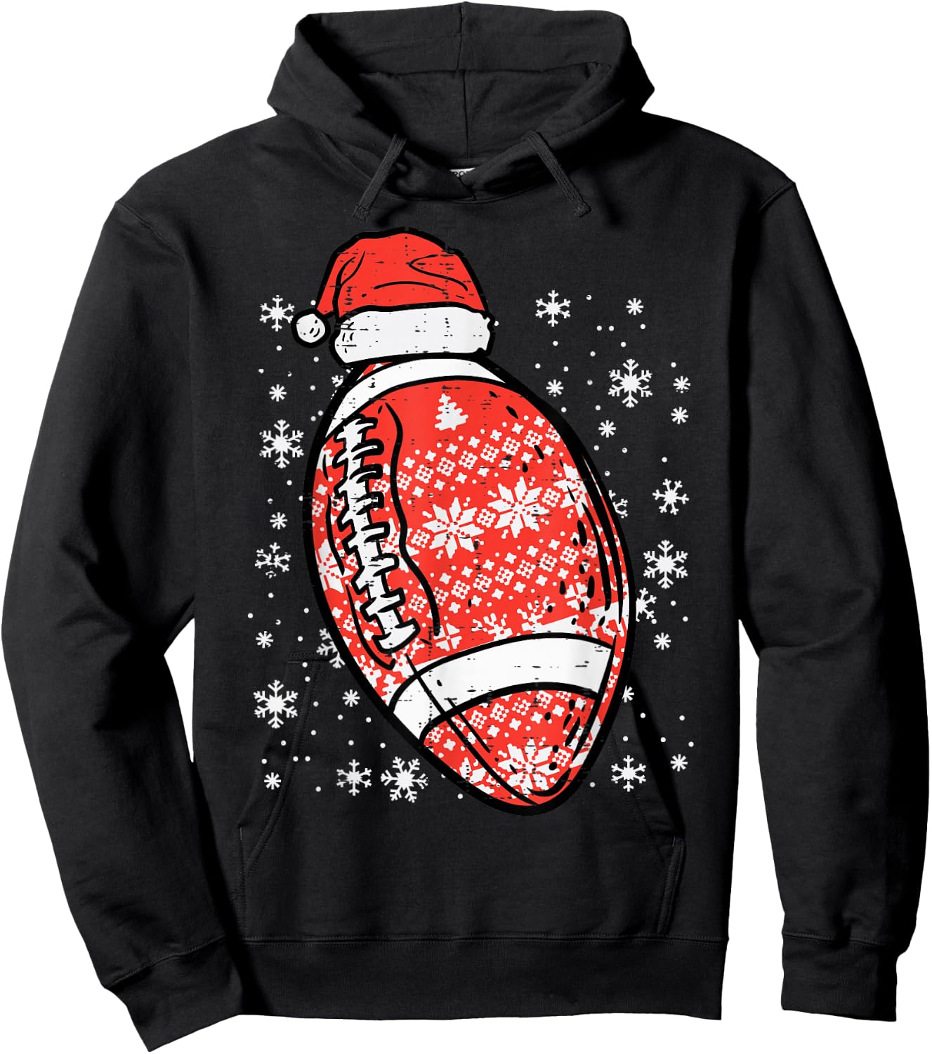 Christmas American Football Santa Xmas Sports Men Boys Kids Hoodie - Hoodie | Black