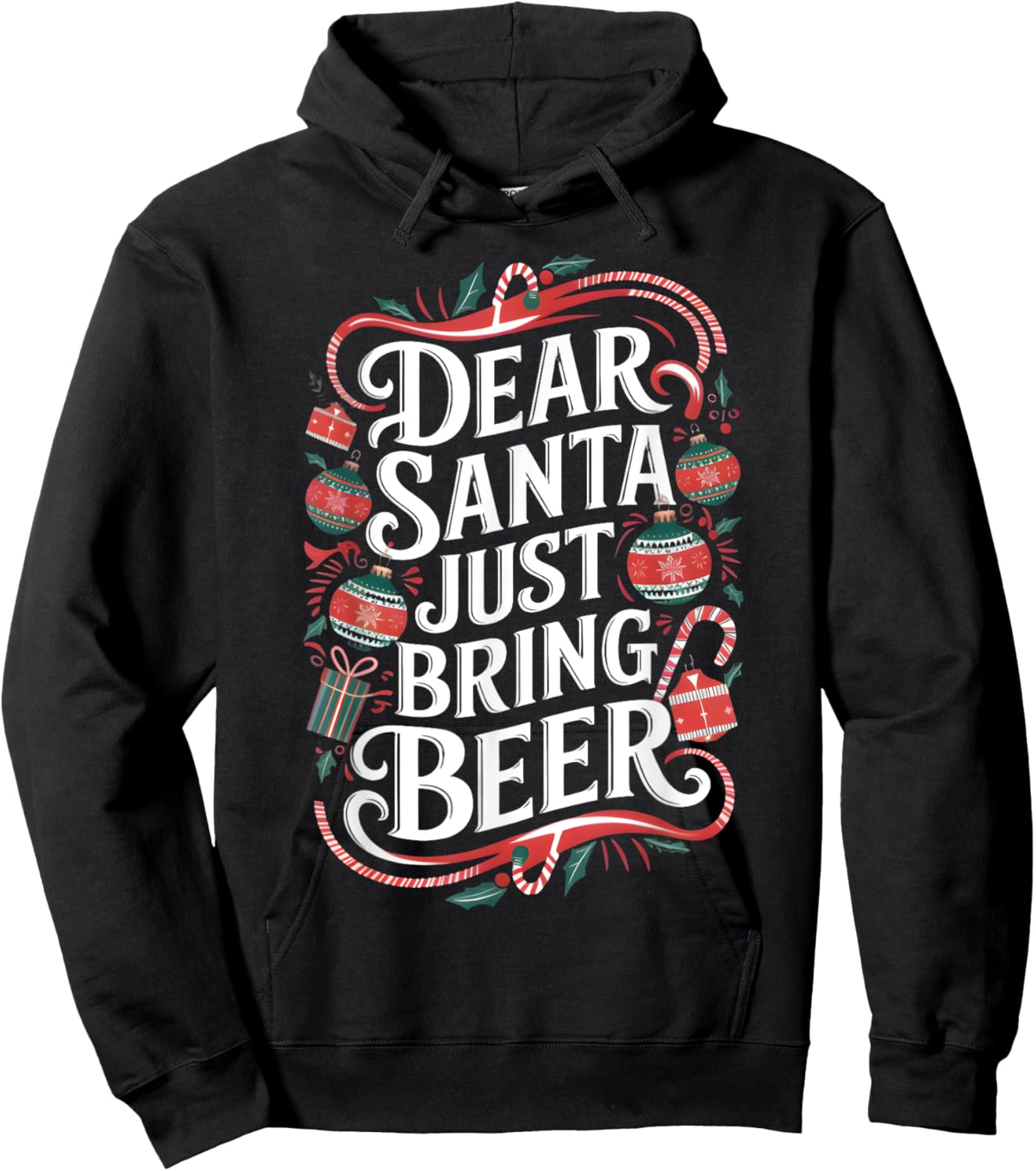 Matching Family Christmas Dear Santa just bring Beer Hoodie - Hoodie | Black