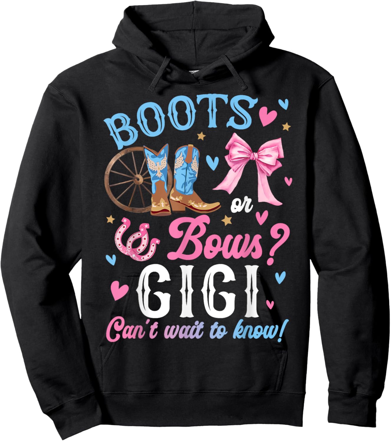 Boots or Bows Gender Reveal Decorations Gigi Loves You Hoodie - Hoodie | Black
