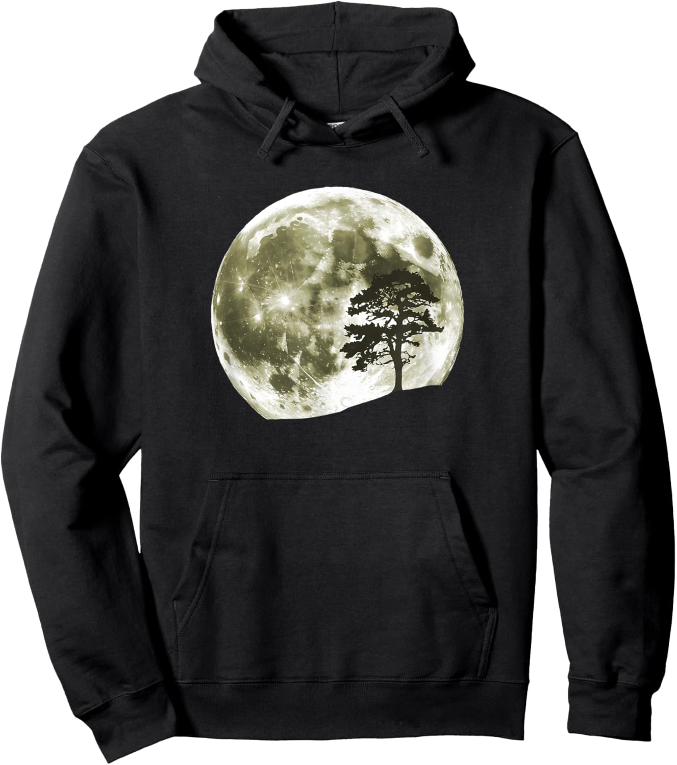 Trees Nature Mountains Full Moon Adventure Outdoor Wildlife Hoodie - Hoodie | Black