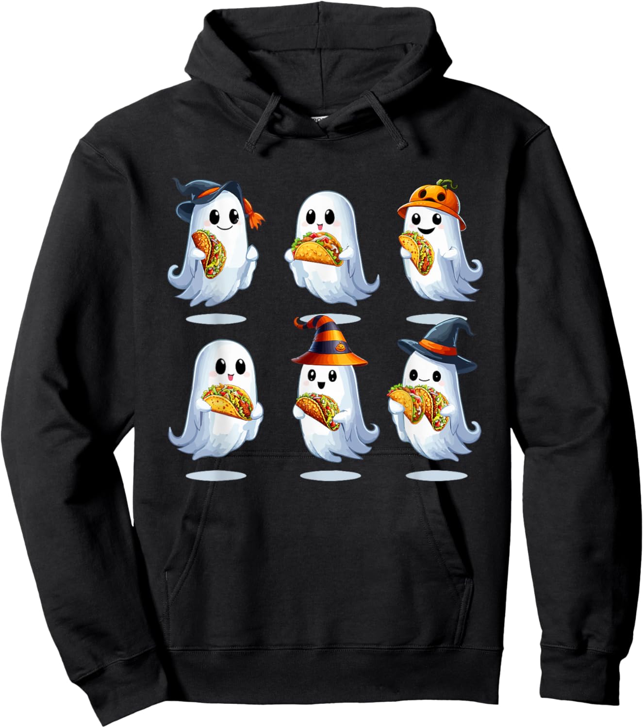 Group Boo Ghosts Eating Tacos Halloween Food Lover Kids Hoodie - Hoodie | Black