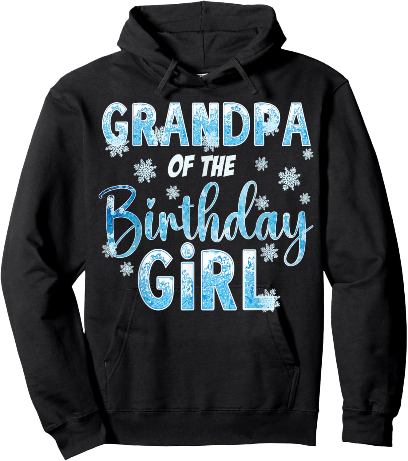 Grandpa Of The Birthday Girl Snowflakes Themed Matching Hoodie - Hoodie | Black