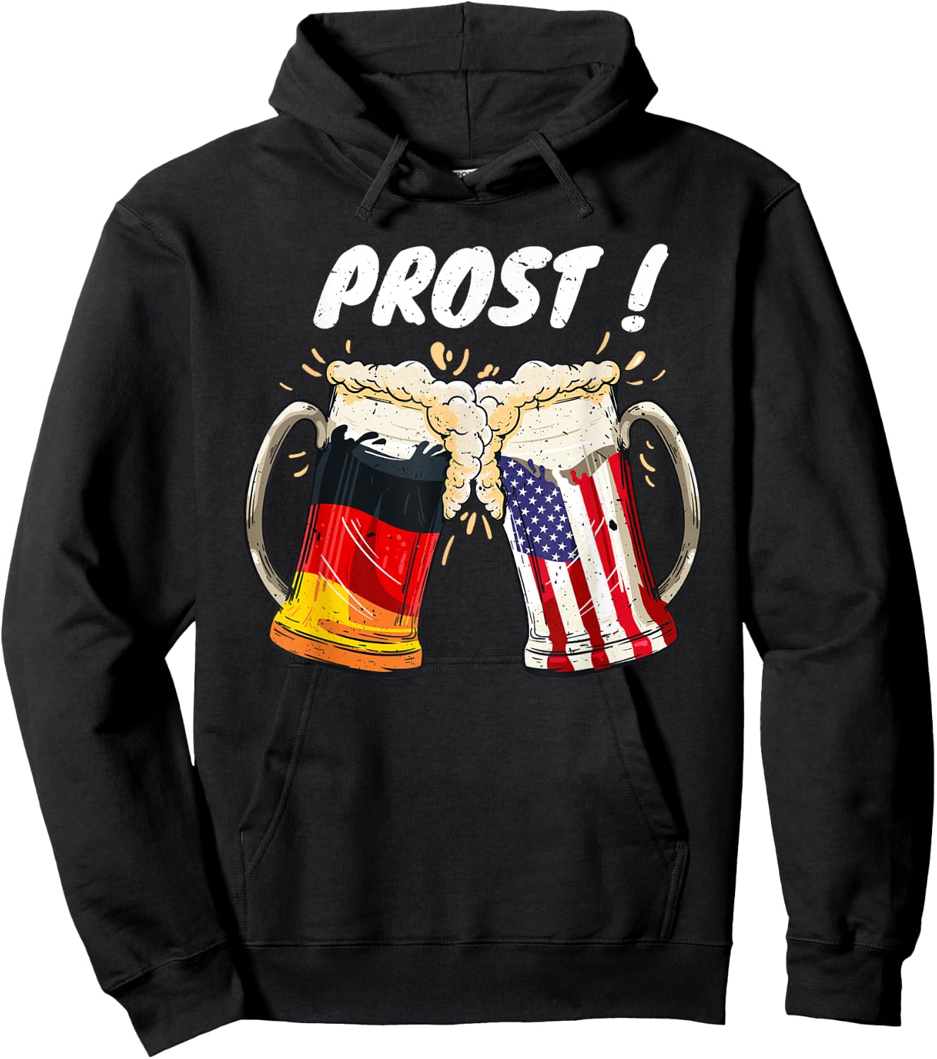 Prost Beer German American Flag Oktoberfest Mug Hoodie - Hoodie | Black