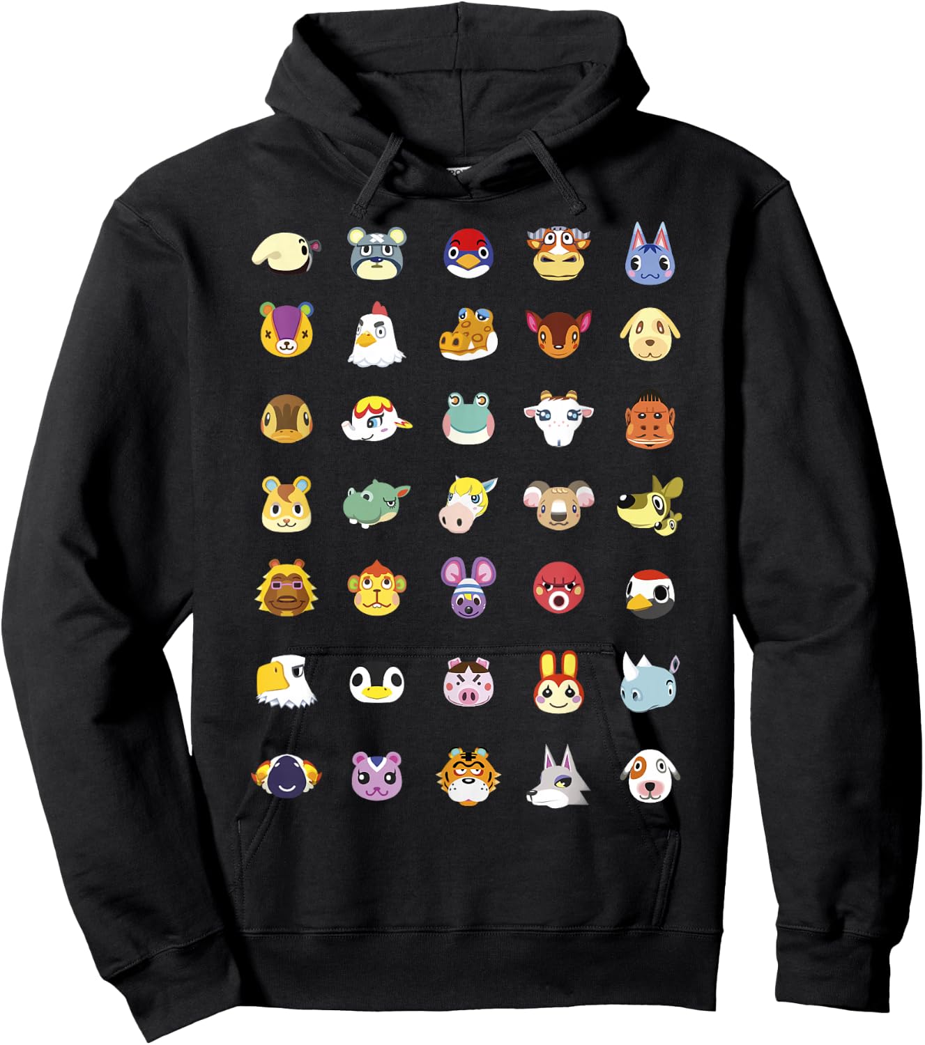 Animal Crossing: New Horizons Vintage Nintendo Faces Line Up Hoodie - Hoodie | Black