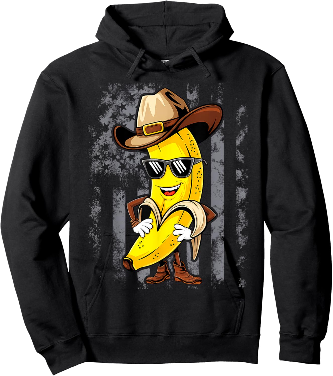 Banana Cowboy Cowgirl Country Western Novelty Funny Banana Hoodie - Hoodie | Black
