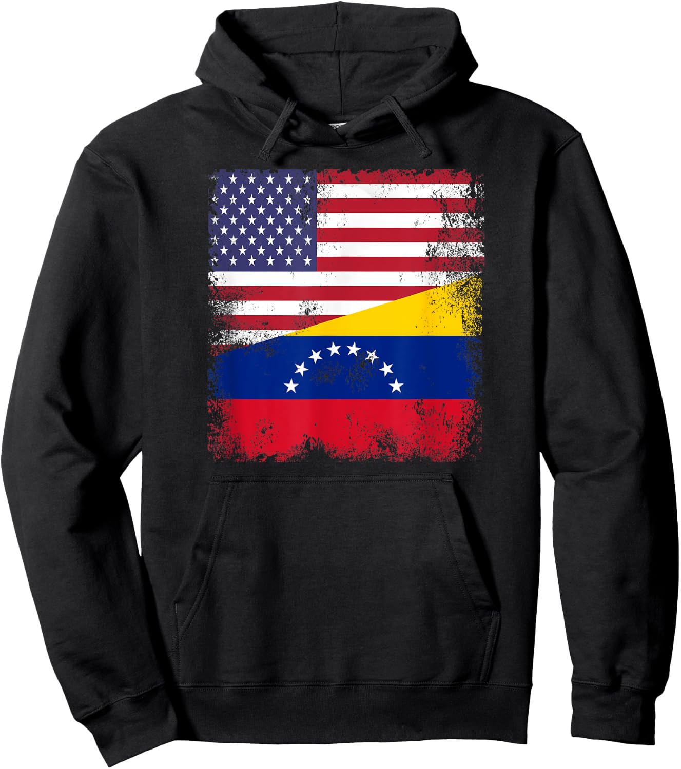 Half Venezuelan Flag | Vintage Venezuela USA Gift Hoodie - Hoodie | Black