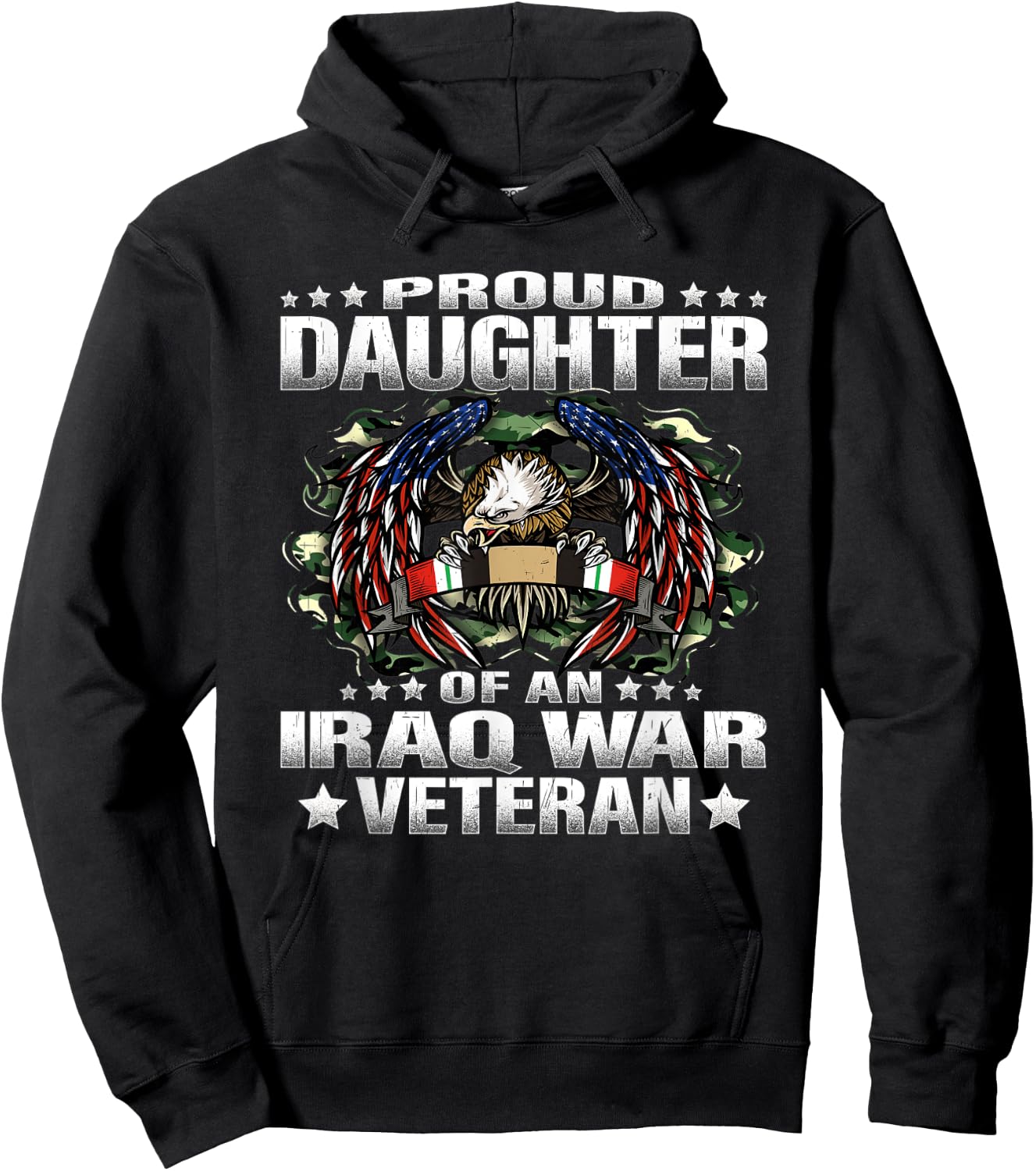 Proud Daughter Of An Iraq War Veteran Military Vet's Child Hoodie - Hoodie | Black