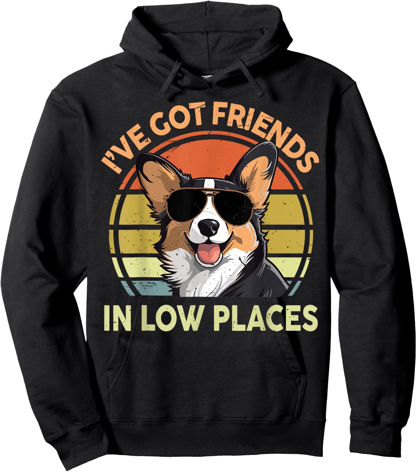 Funny Corgi I've Got Friends In Low Places Men Women Dad Mom Hoodie - Hoodie | Black