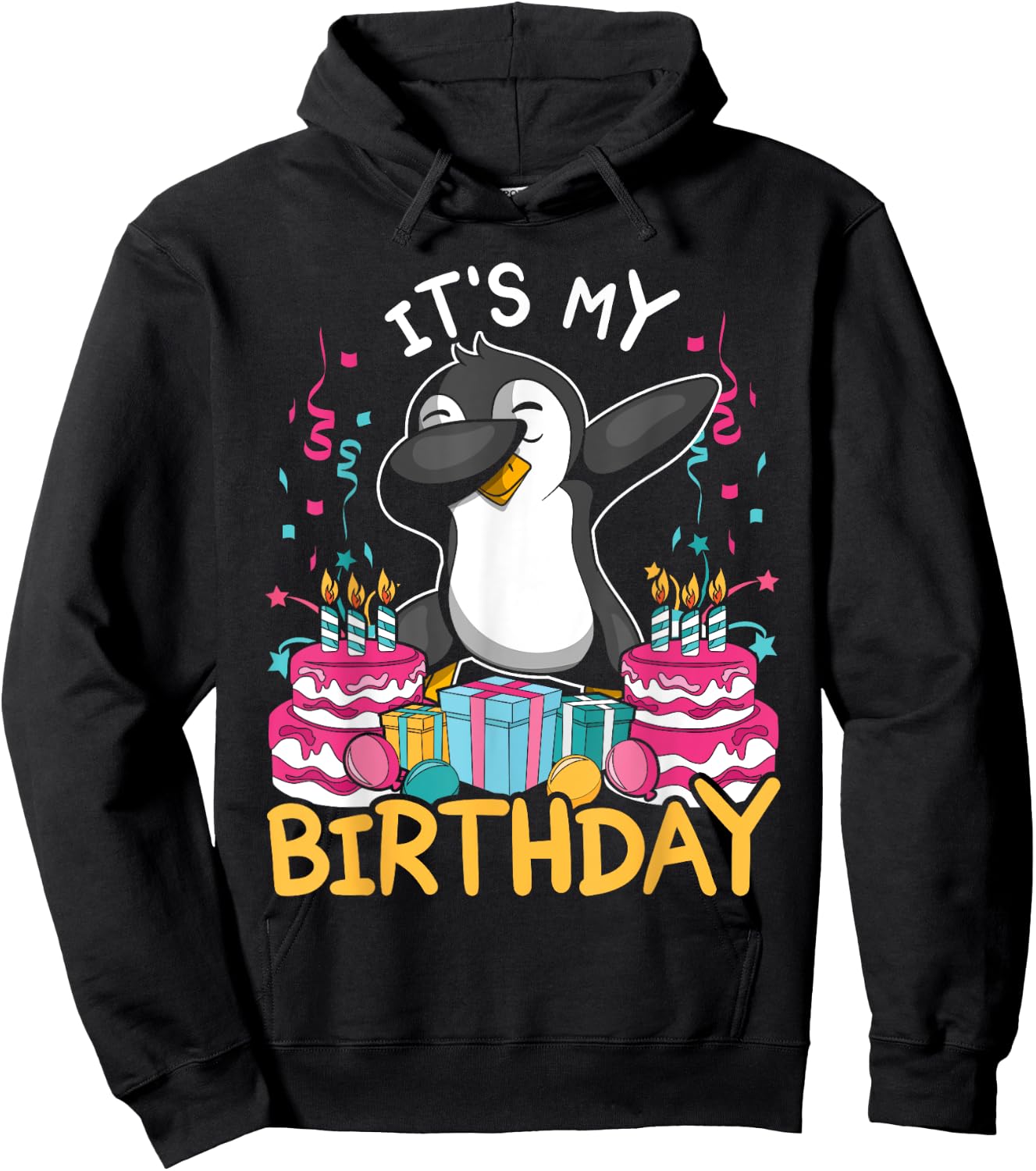Its My Birthday Animal Kids Cake Gift Funny Dabbing Penguin Hoodie - Hoodie | Black