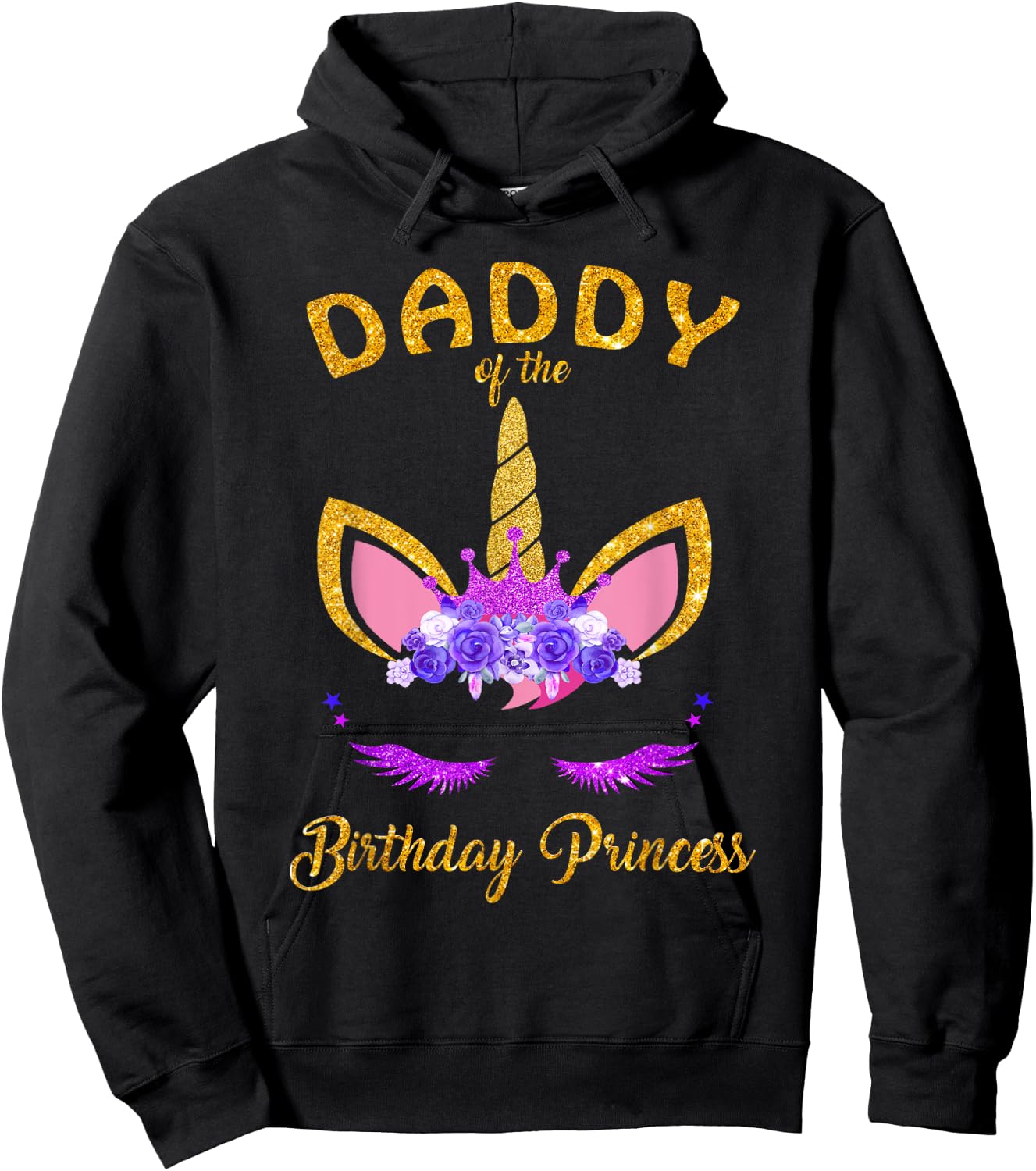 Daddy of the Birthday Princess Unicorn Girl T Shirt Outfit Hoodie - Hoodie | Black