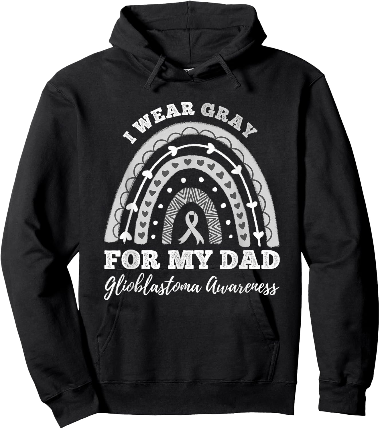 Rainbow I Wear Gray For My Dad GBM Glioblastoma Awareness Hoodie - Hoodie | Black