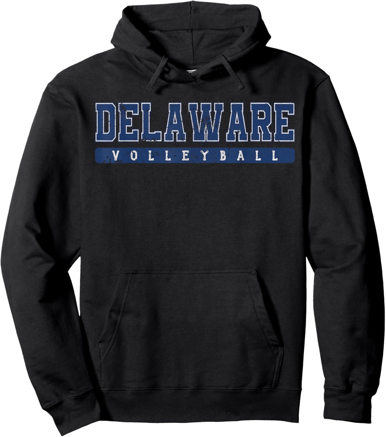 Delaware Volleyball Blue Vintage Text Hoodie - Hoodie | Black