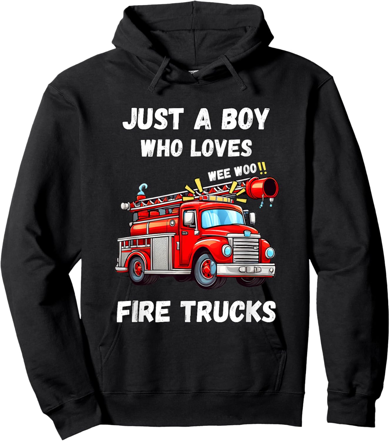 Just A Boy Who Loves Fire Trucks Kids Hoodie - Hoodie | Black