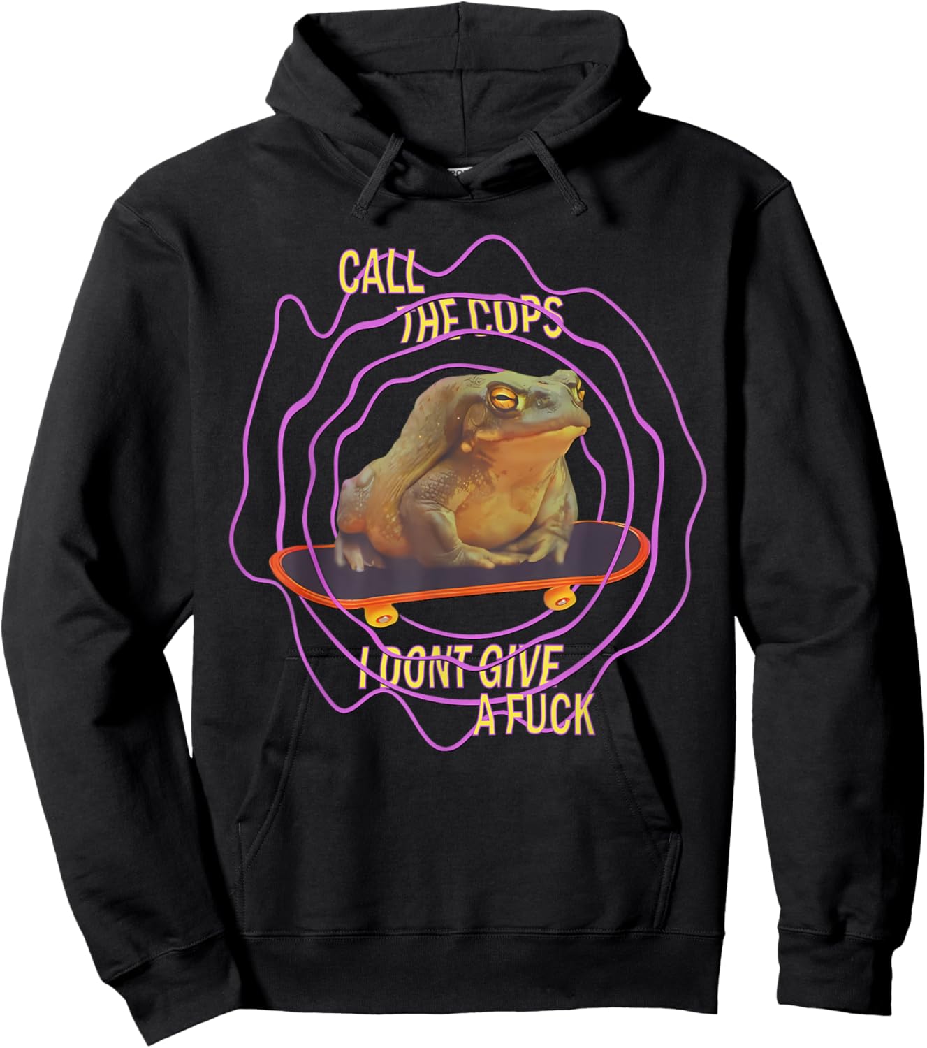 Frog Meme Funny Skateboard Frog Call The Cops I Dont Care Hoodie - Hoodie | Black