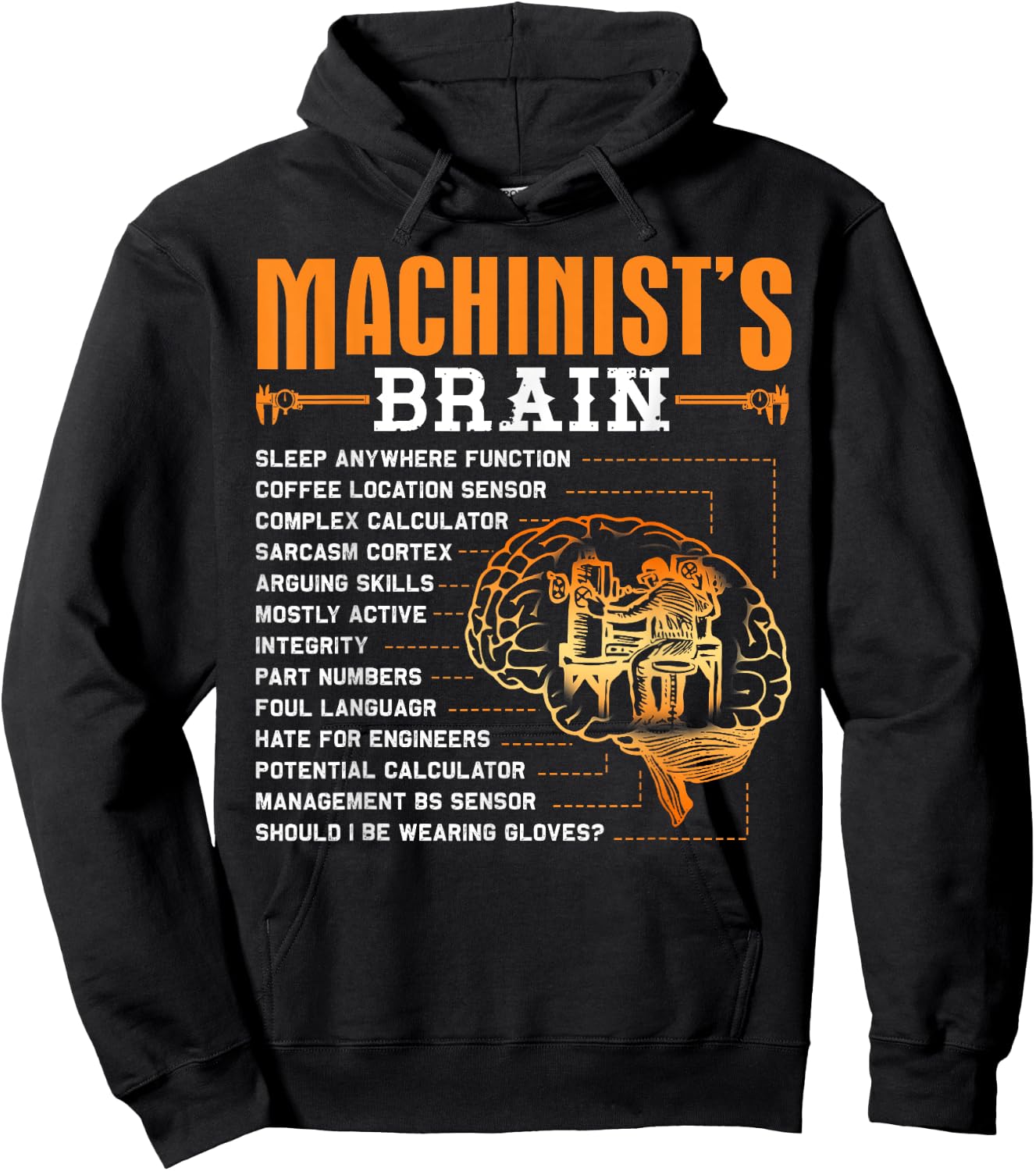 Funny Machinist Gifts - Machinist's Brain Hoodie - Hoodie | Black