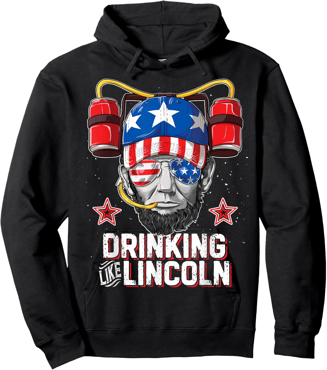 Drinking Like Lincoln 4th of July Men Women Abraham Merica Hoodie - Hoodie | Black
