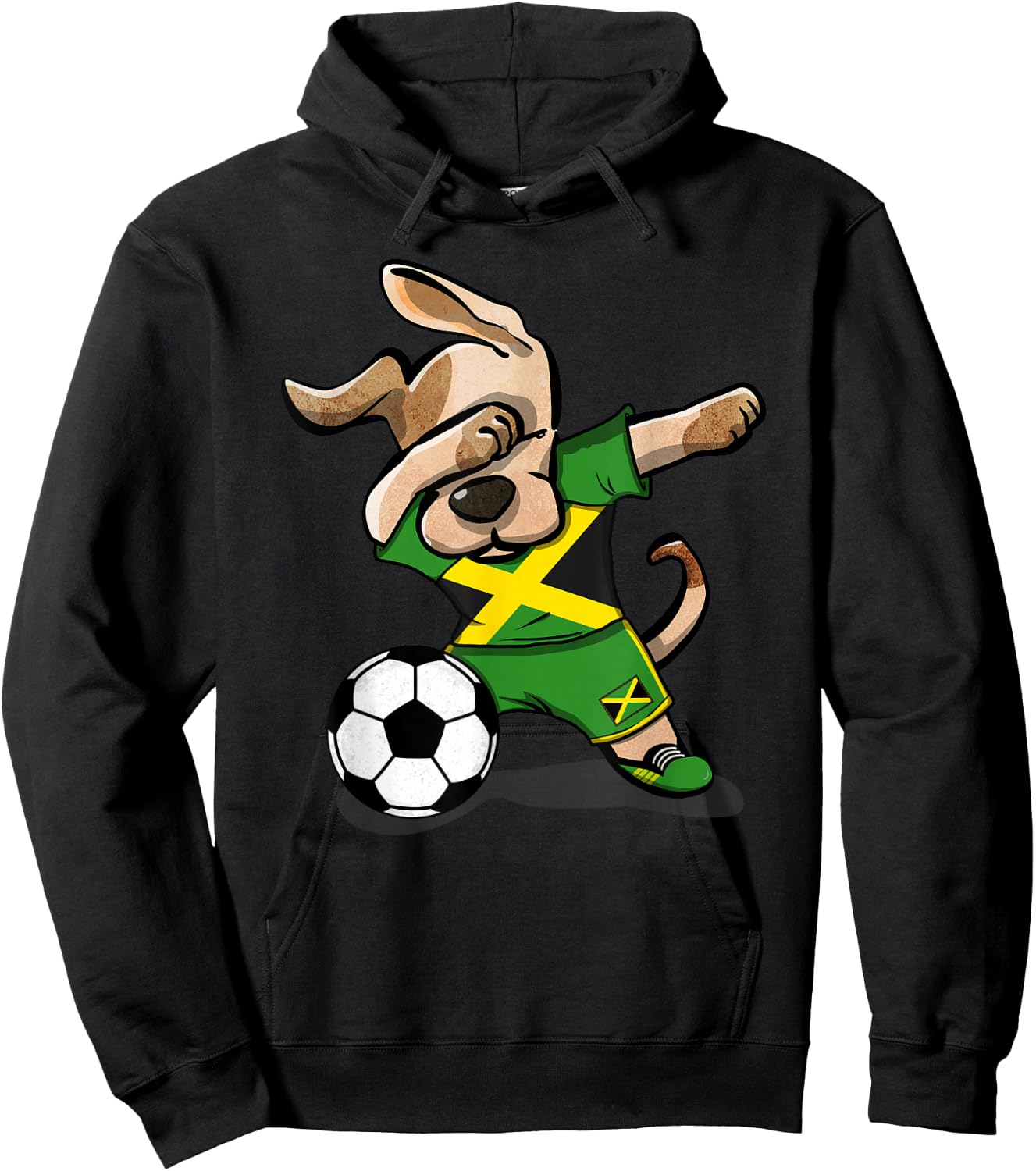 Dabbing Dog Jamaica Soccer Jamaican Flag Football Lover Gift Hoodie - Hoodie | Black
