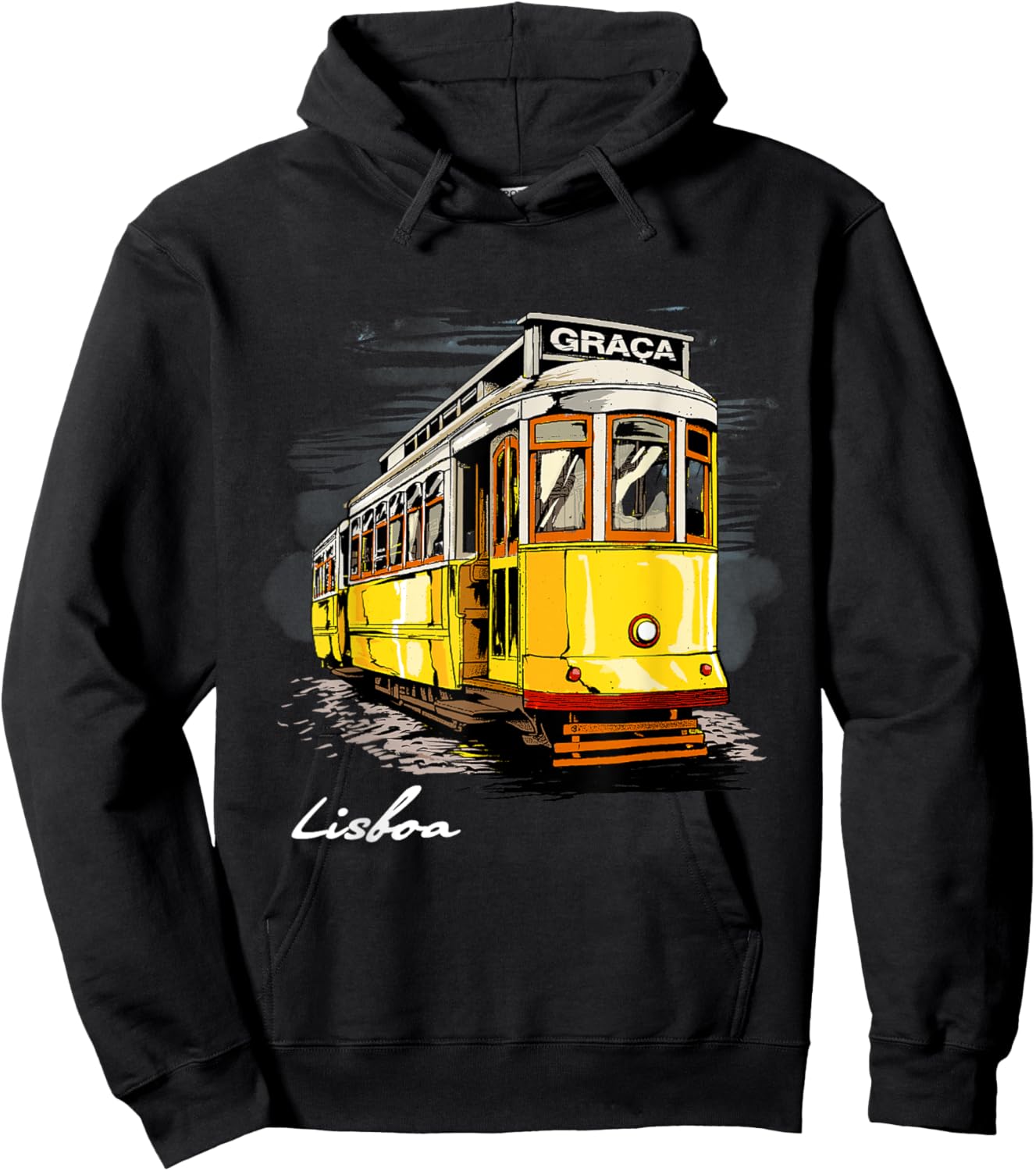 Portugal Lisbon Shirt Lisboa Cable Car Travel Tram Souvenir Hoodie - Hoodie | Black