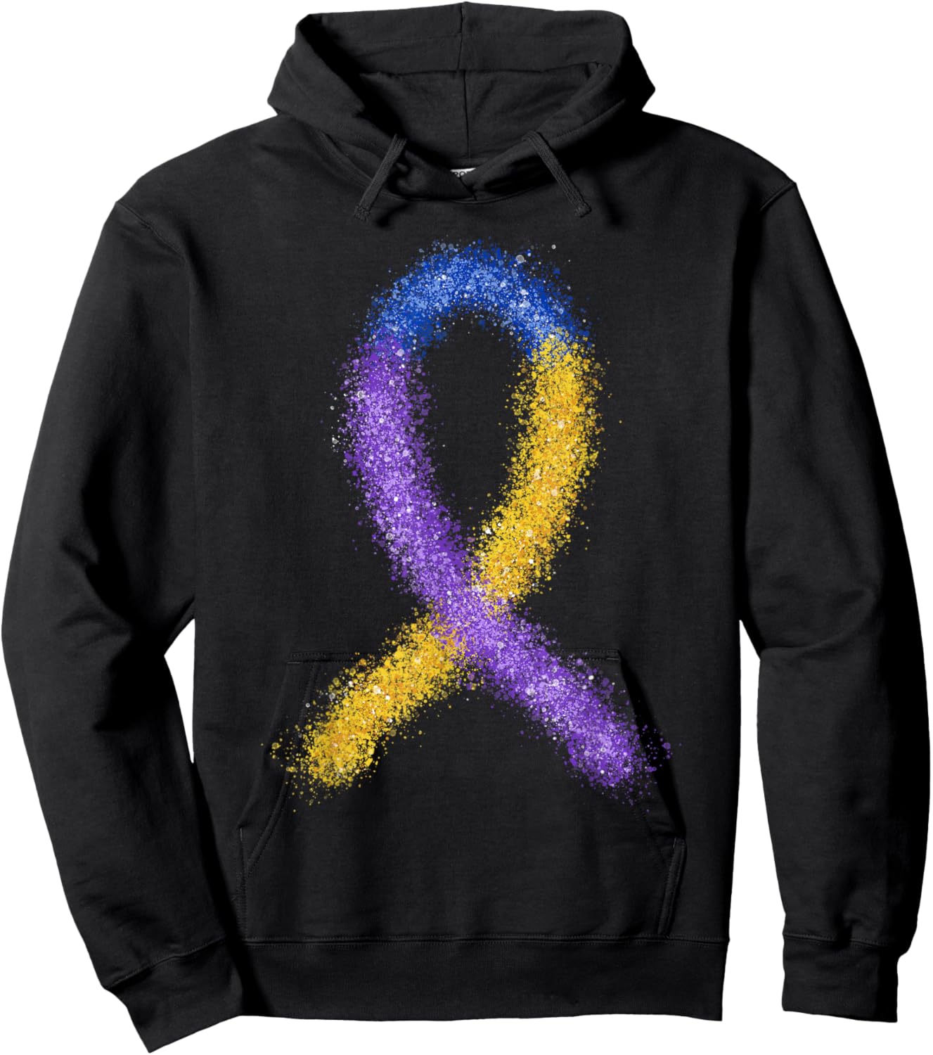Paint Bladder Cancer Purple Blue And Yellow Ribbon Dysuria Hoodie - Hoodie | Black