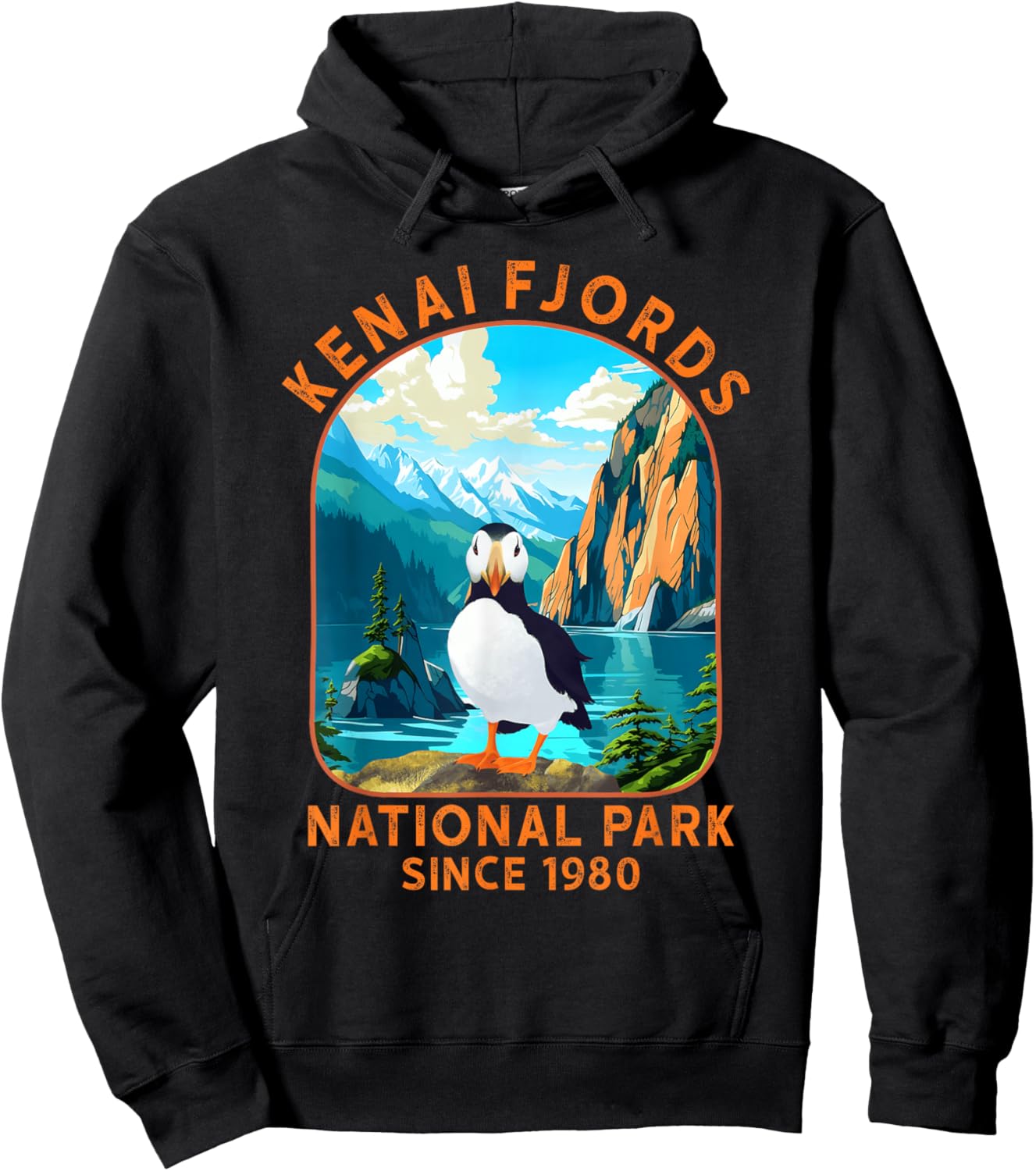 Kenai Fjords National Park Puffin Bird Alaska Nature Outdoor Hoodie - Hoodie | Black