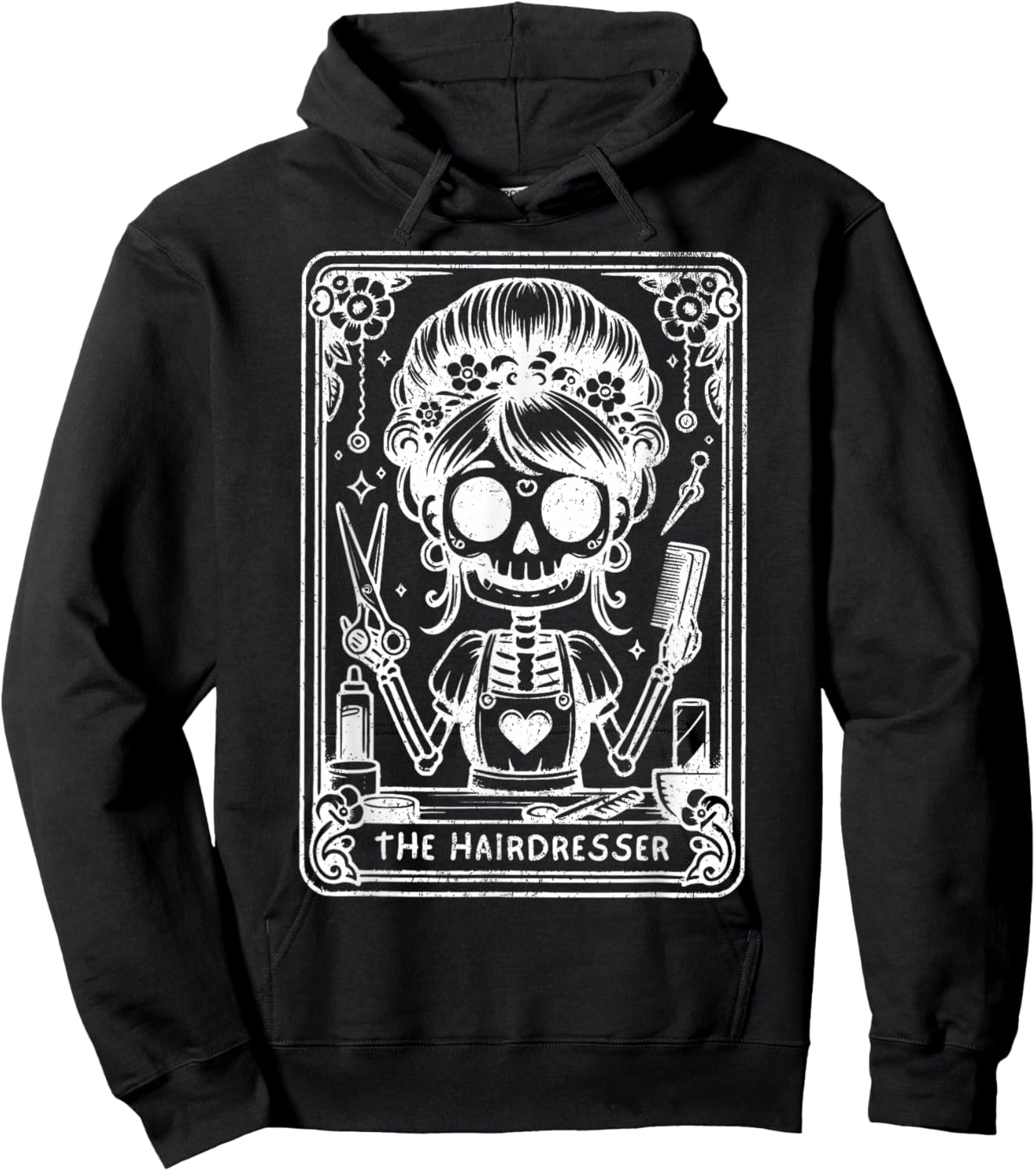 The Hairstylist Tarot Card Hairdresser Skeleton Hair Stylist Hoodie - Hoodie | Black