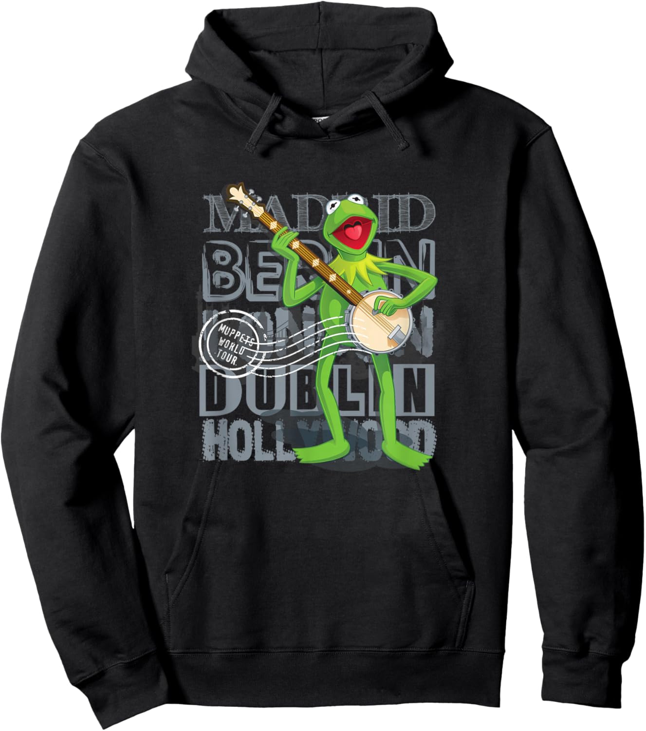 Disney The Muppets Vintage World Tour Kermit Banjo Poster Hoodie - Hoodie | Black