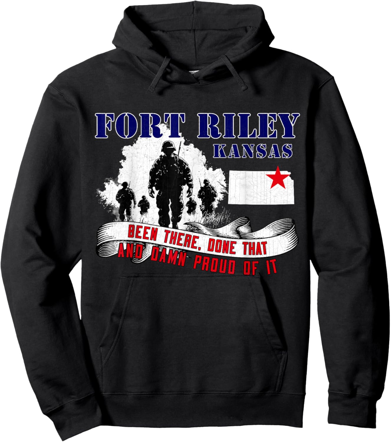 Fort Riley Kansas US Military Base Veterans Day Gifts Hoodie - Hoodie | Black