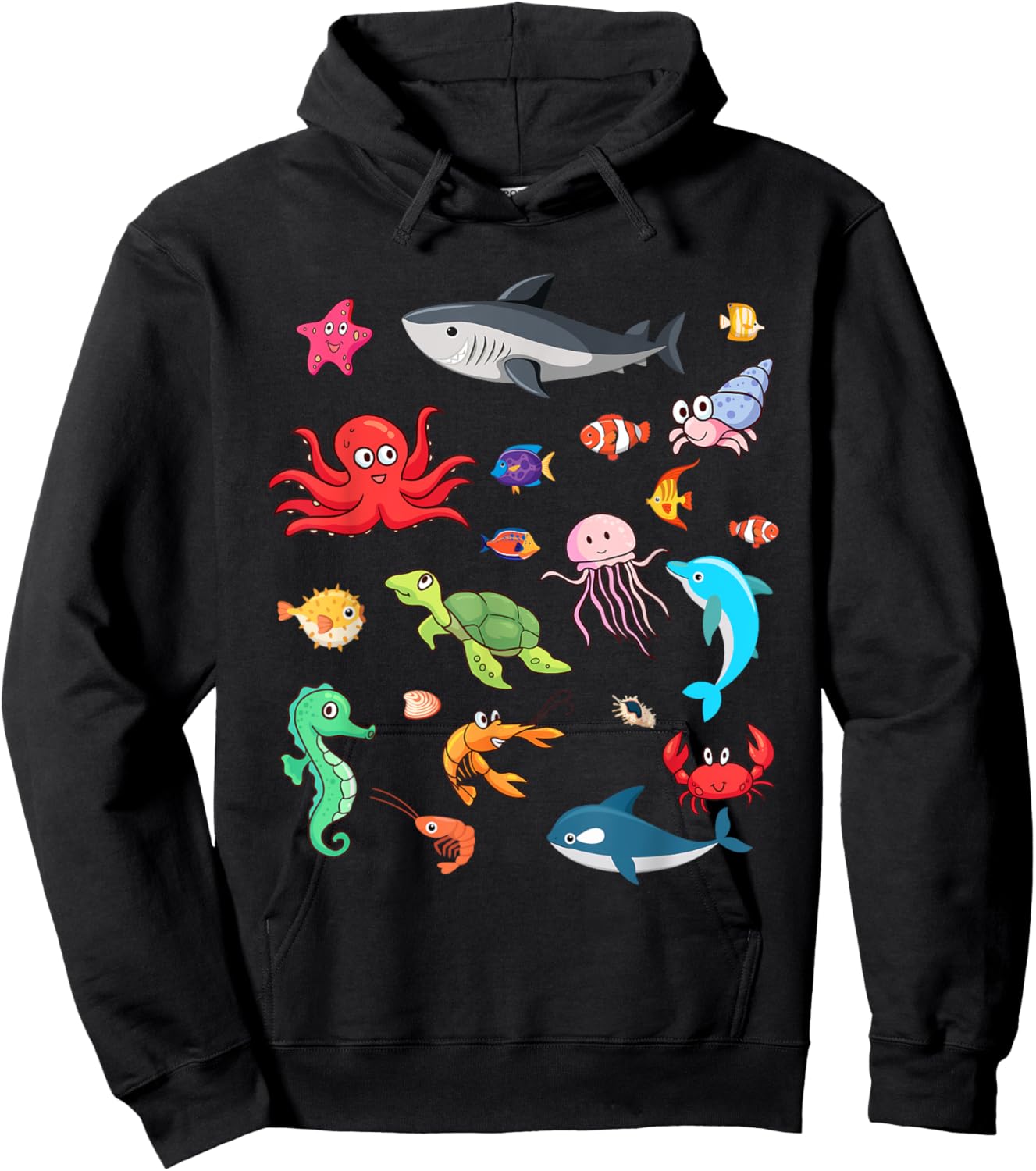 Children Children Sea Creatures Clown Fish Cute Hoodie - Hoodie | Black