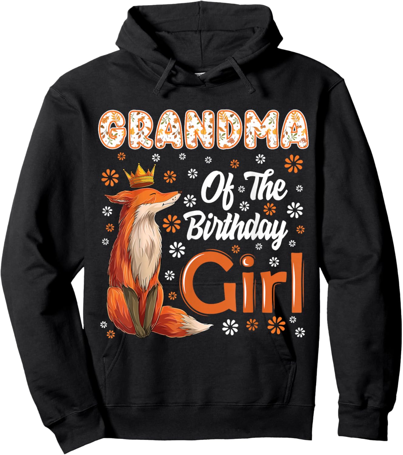 Grandma Fox Animal Lovers Birthday Girl Fox B-day Family Hoodie - Hoodie | Black