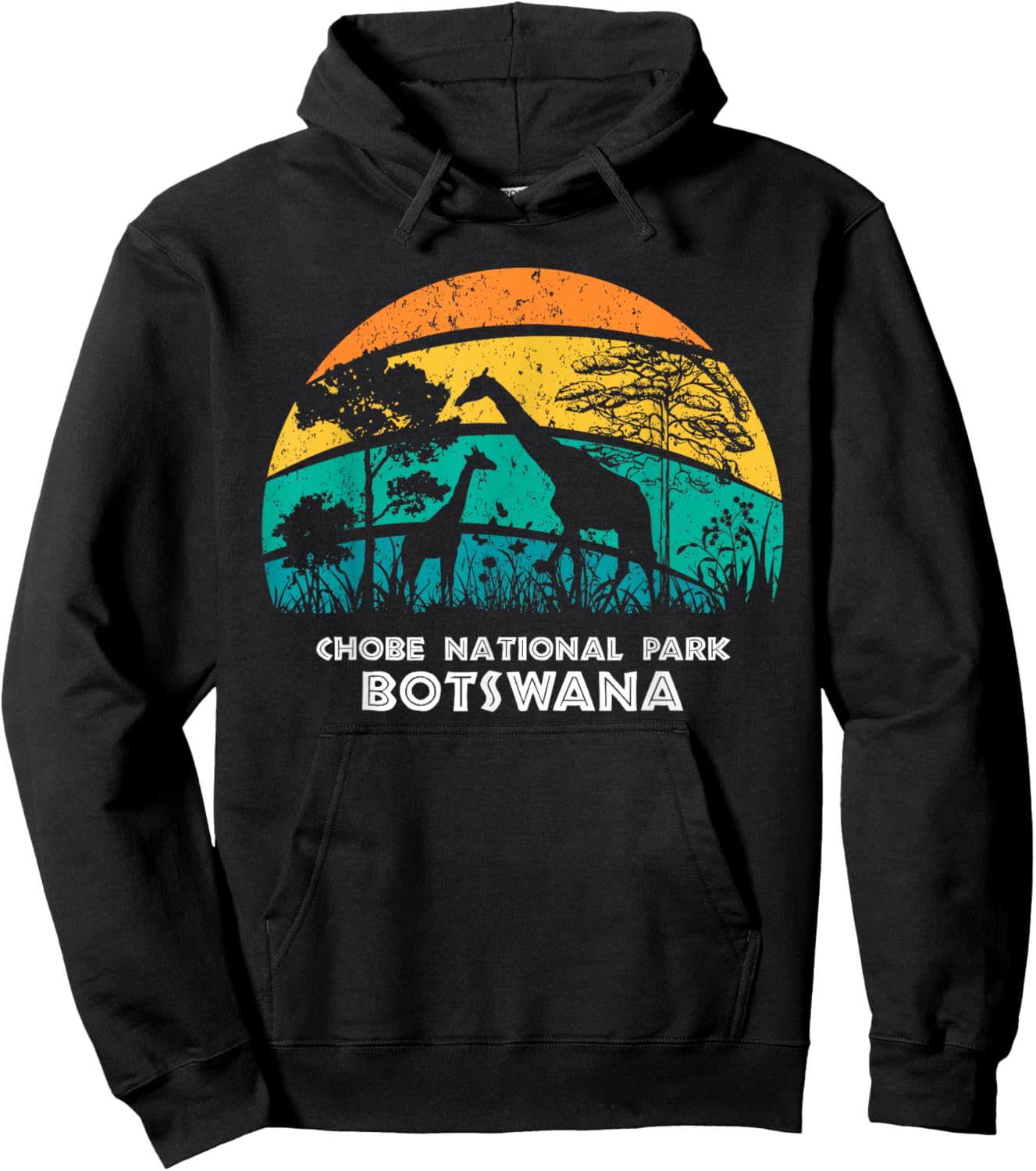 Vintage Retro Chobe National Park, Botswana Africa Safari Gi Hoodie - Hoodie | Black