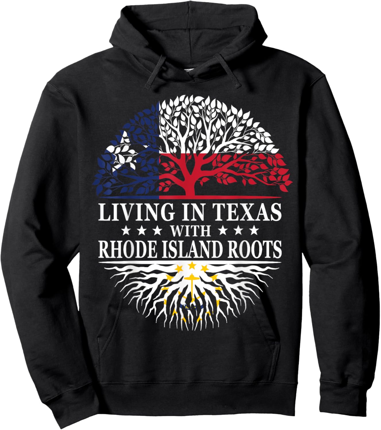 Living in Texas With Rhode Island Roots Hoodie - Hoodie | Black