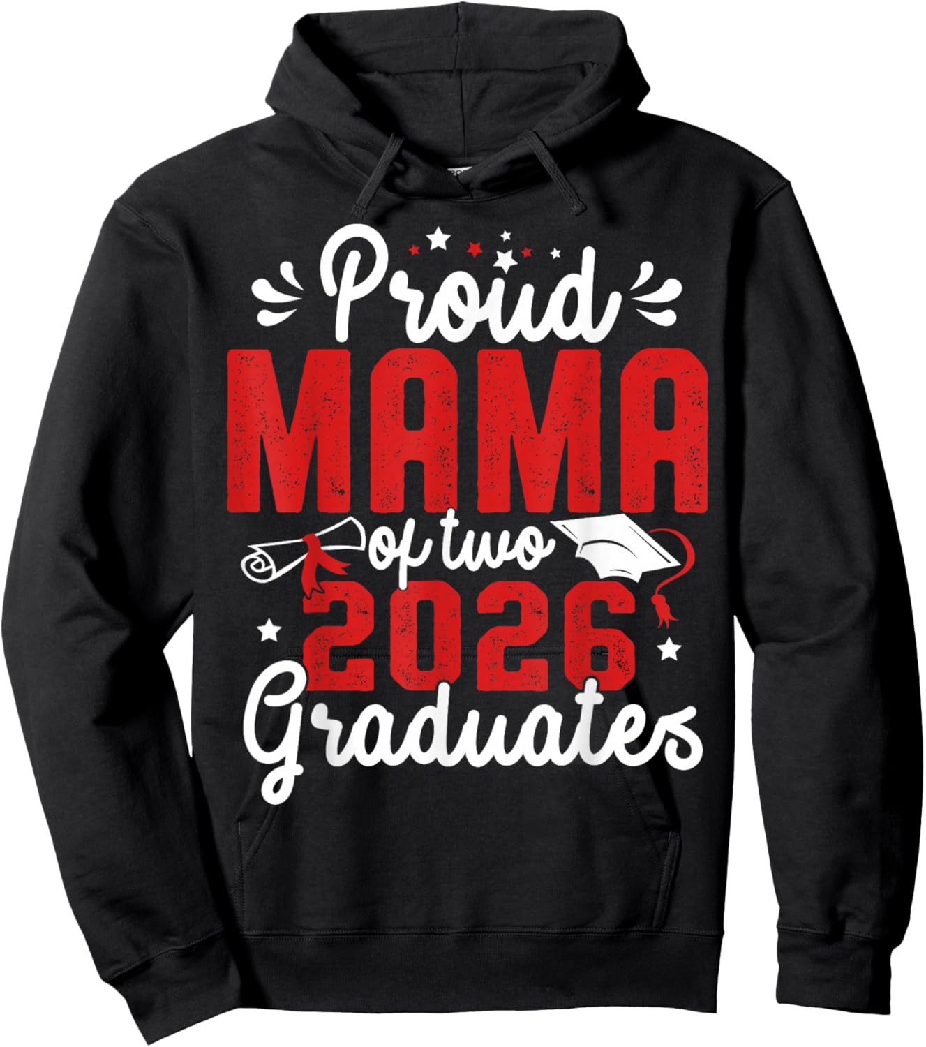 Proud Mama of Two Class of 2026 Graduates Twins Graduation Hoodie - Hoodie | Black