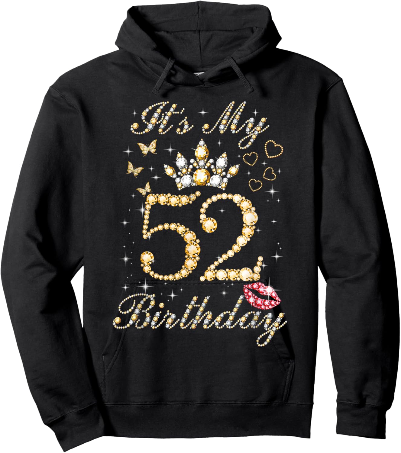 It's My 52nd Birthday Queen 52 Years Old Women Bday Crown Hoodie - Hoodie | Black