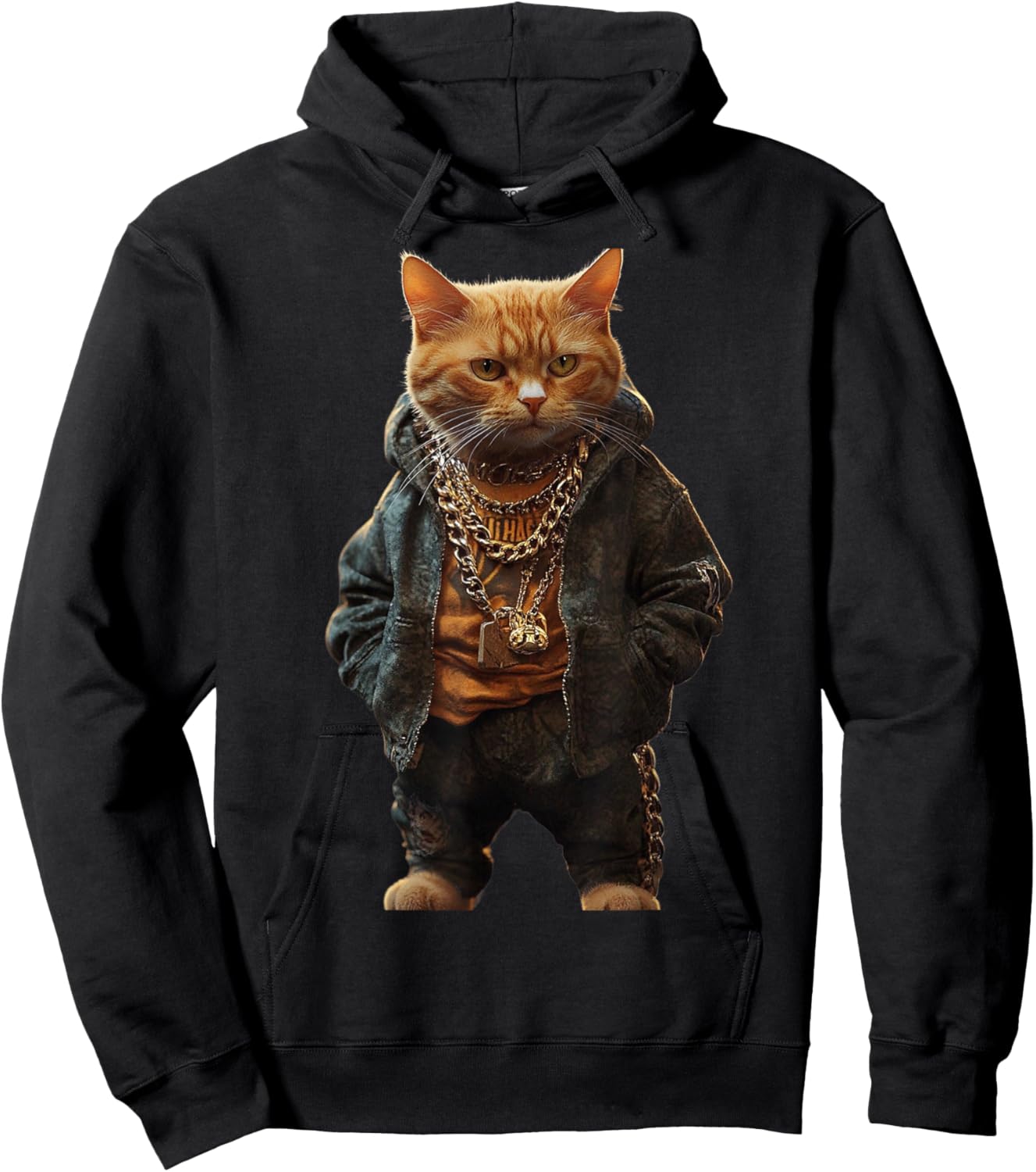 Thug Gangster Life Cat For Hip Hop Fans Meme and Cat lovers Women Girls Kids Hoodie - Hoodie | Black