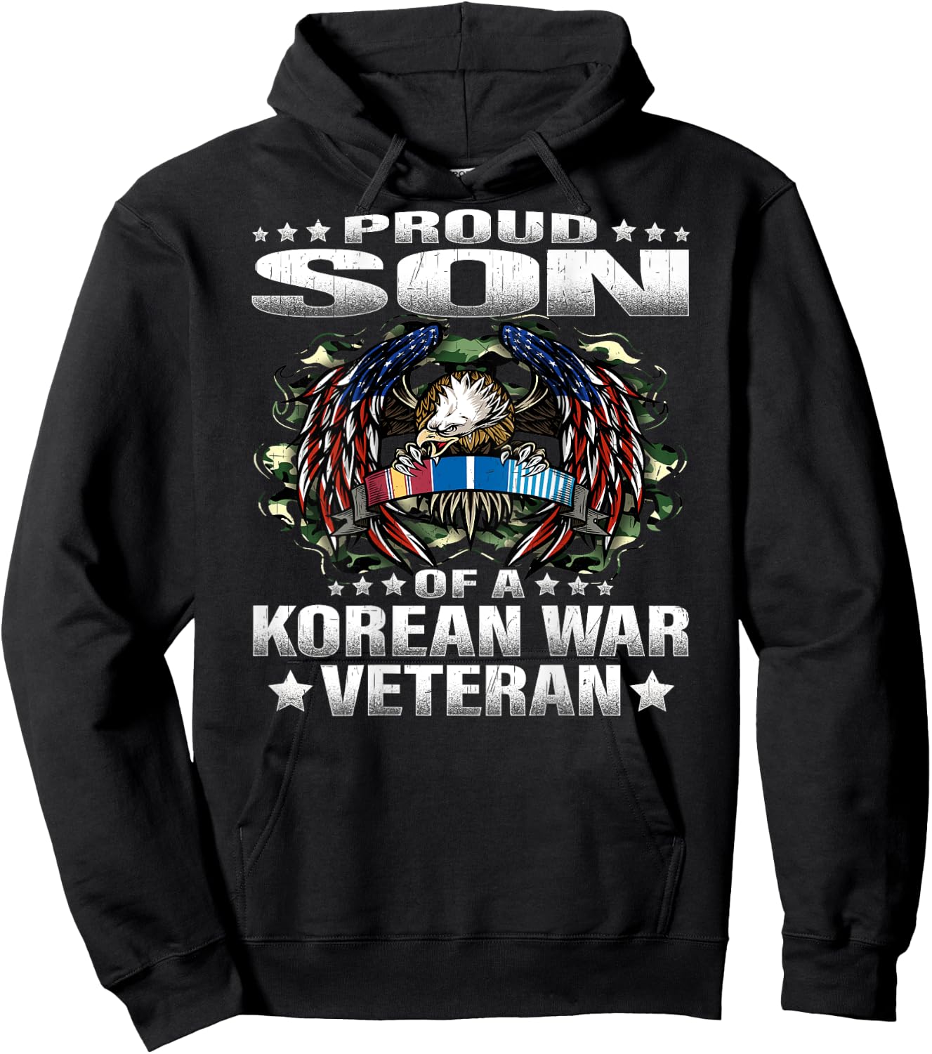 Proud Son Of A Korean War Veteran Military Vet's Child Gift Hoodie - Hoodie | Black