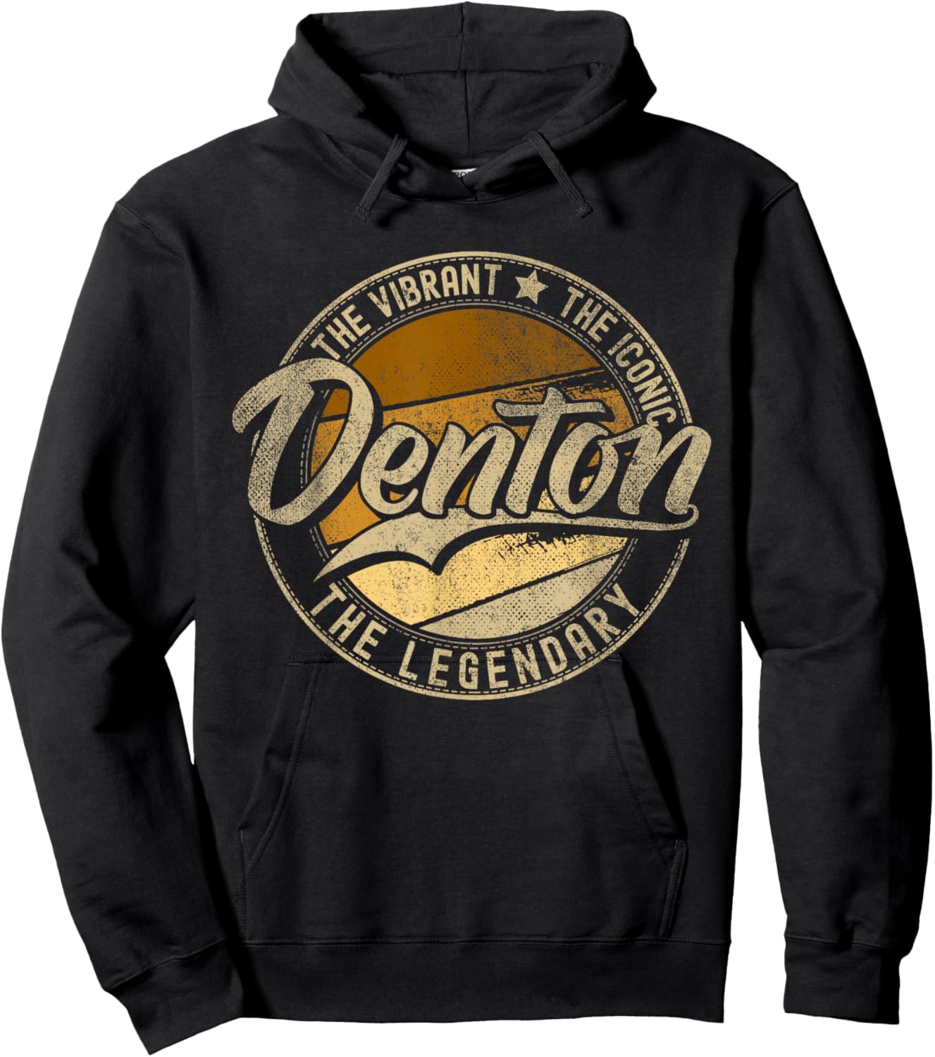 Denton TX | Texas Vintage Distressed Hoodie - Hoodie | Black
