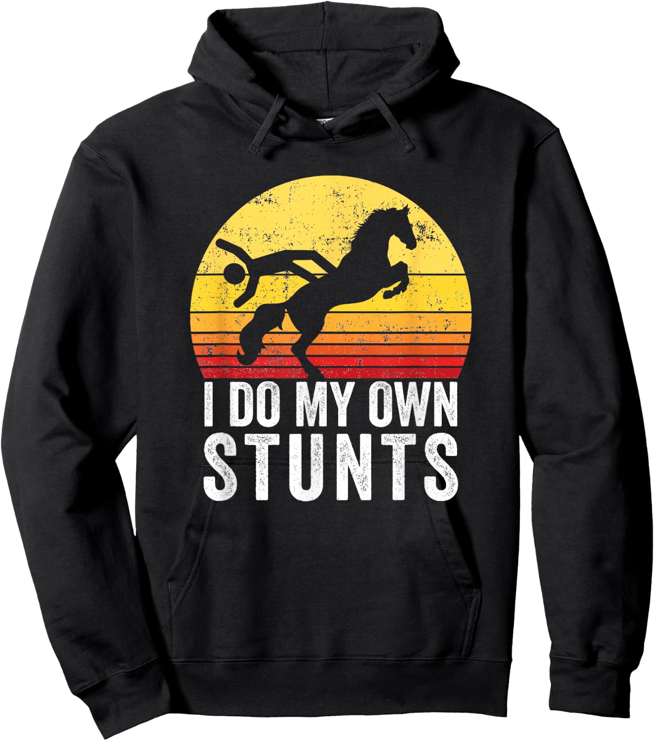 I Do My Own Stunts Funny Horseback Riding Gift Hoodie - Hoodie | Black