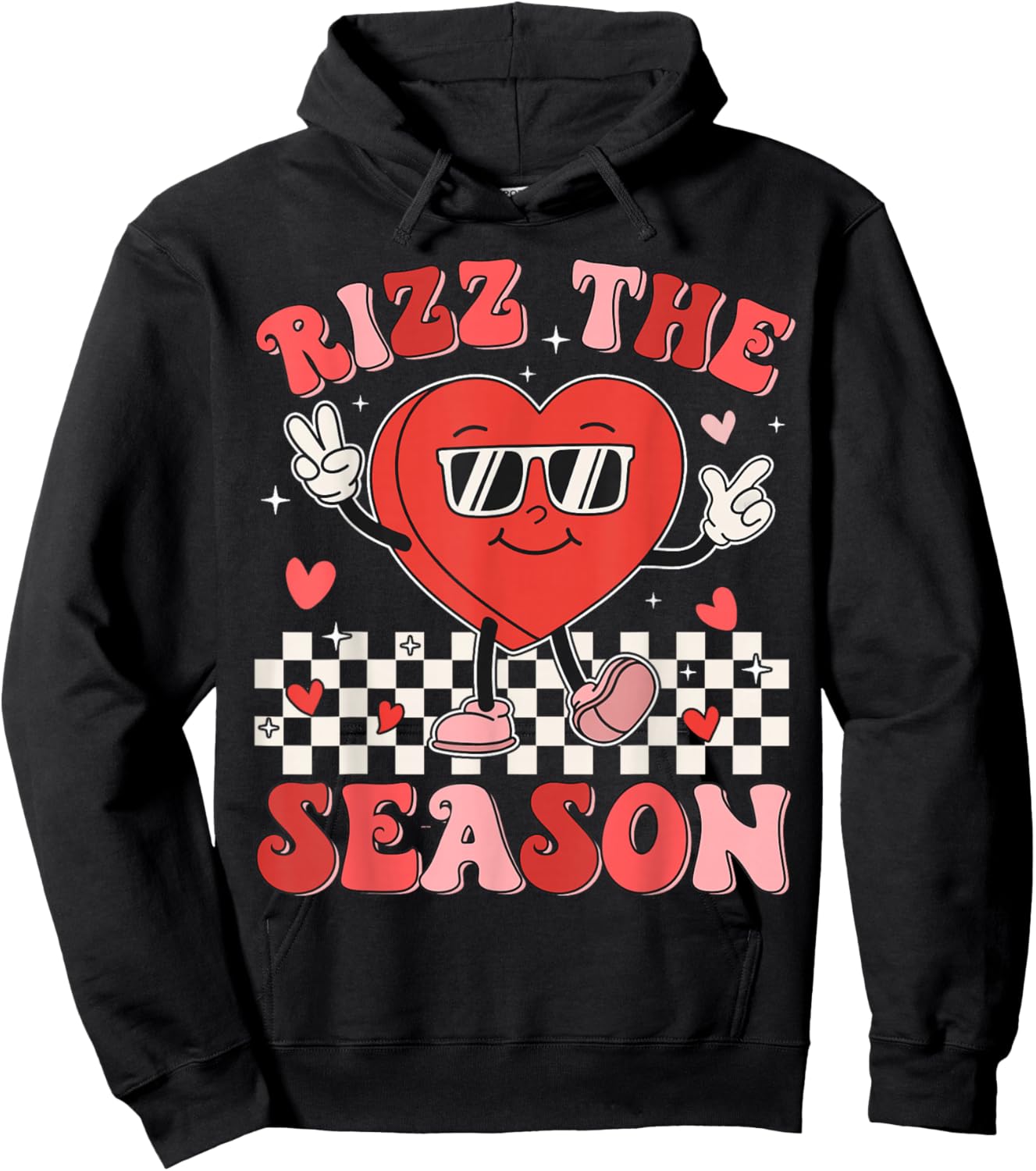 Rizz the Season Funny Valentine Groovy Valentine Rizzler Hoodie - Hoodie | Black