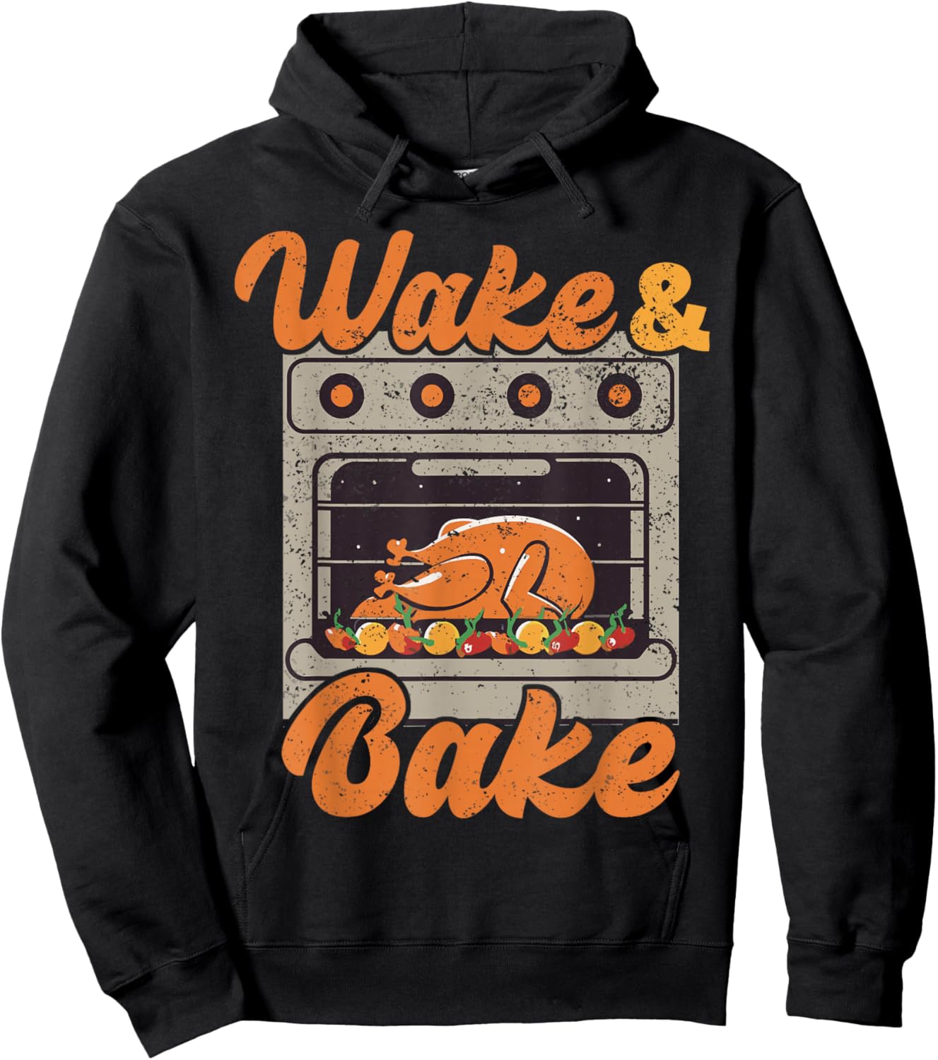 Wake Bake Turkey Feast Meal Dinner Chef Funny Thanksgiving Hoodie - Hoodie | Black