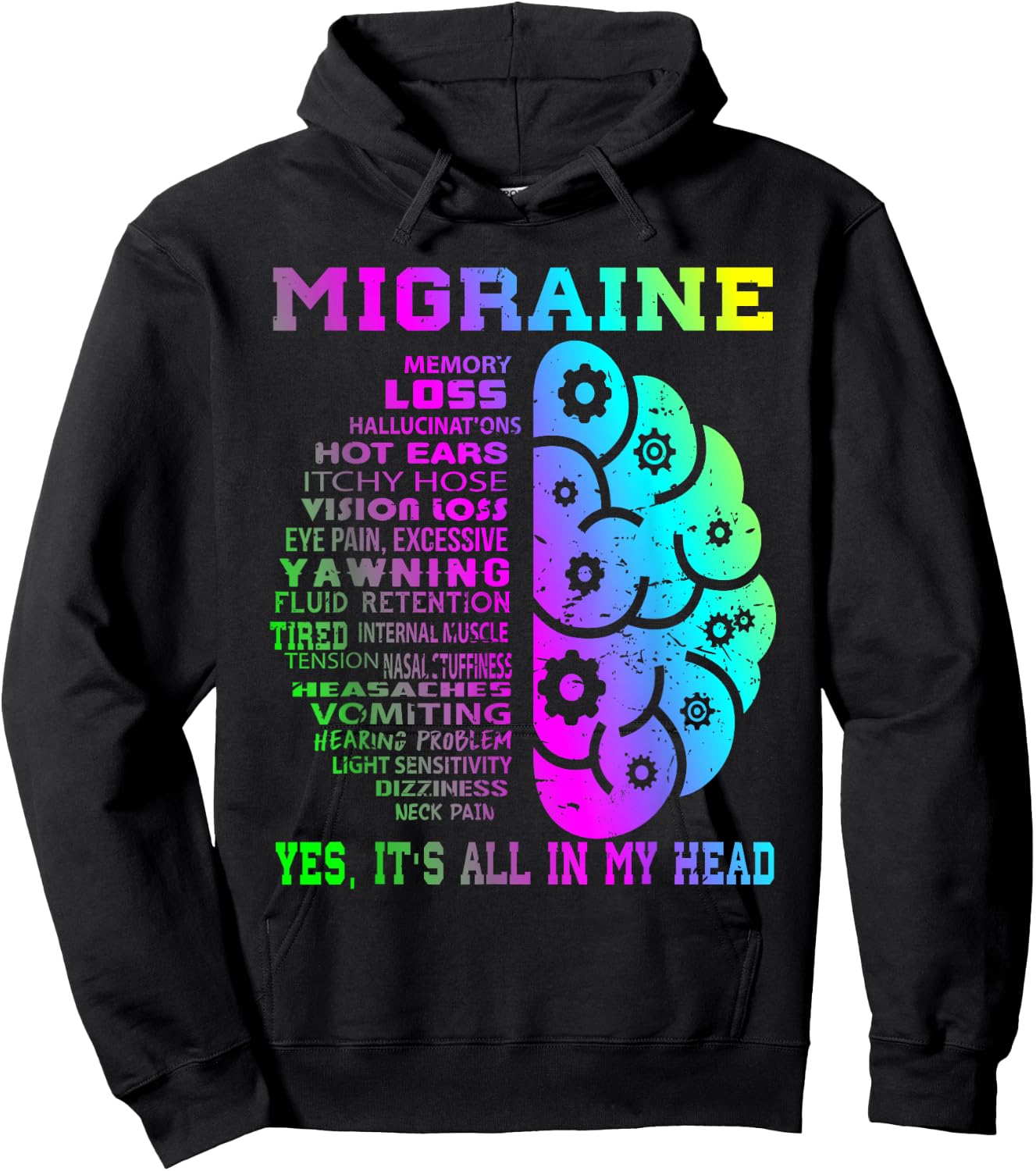 Cool Migraine Memory Less Hallucinations Hoodie - Hoodie | Black