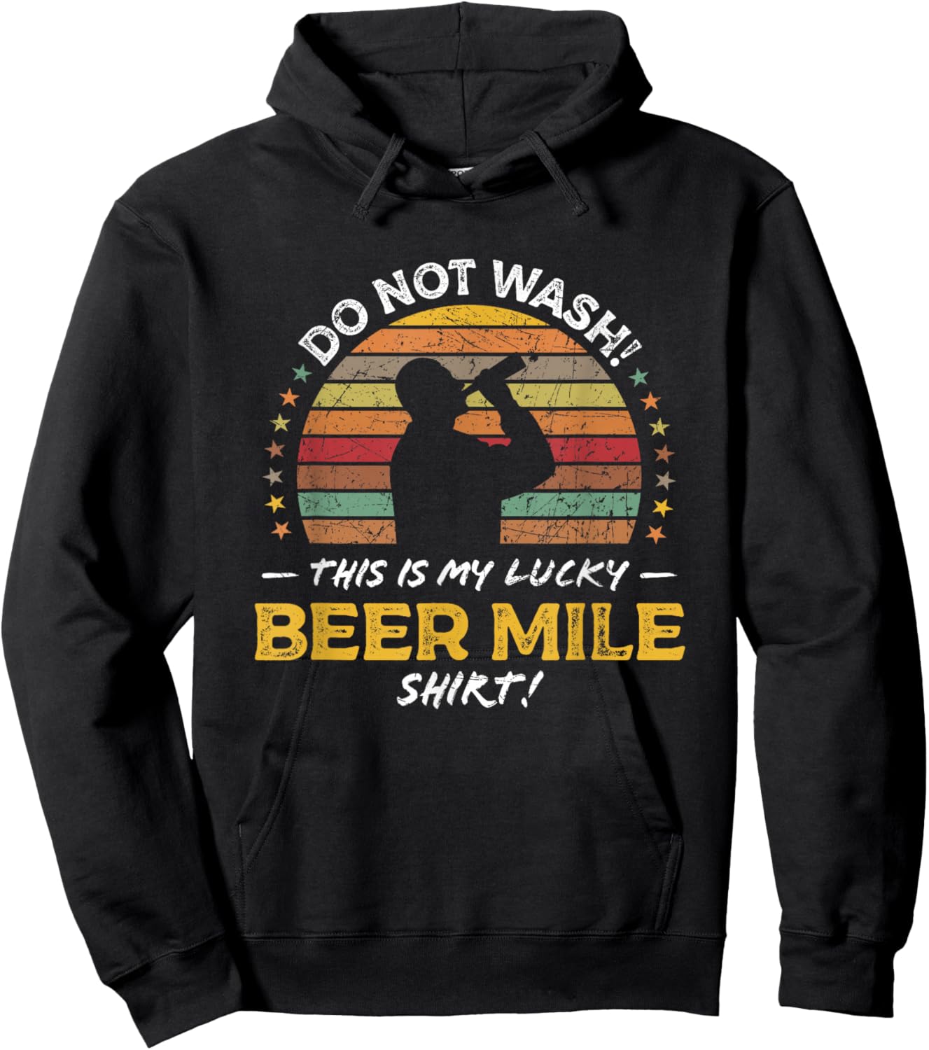 Funny Beer Mile Runner Quote Graphic Hoodie - Hoodie | Black
