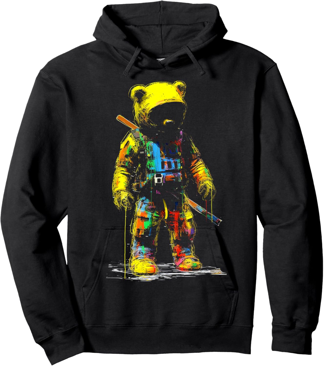 Bear Painting Drawing Colorful Animal Art Bear Hoodie - Hoodie | Black