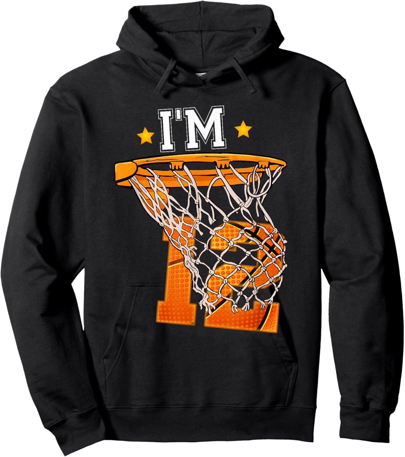 12th Birthday Basketball Shirt I'm 12 Boy Girl 12th Birthday Hoodie - Hoodie | Black