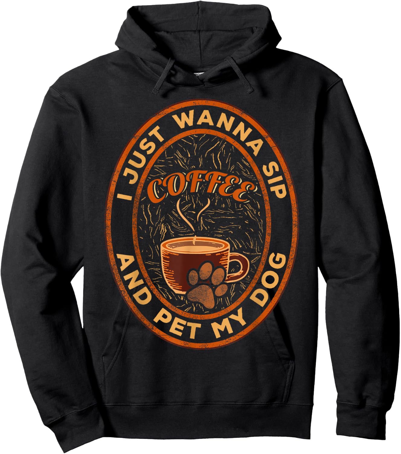 I just wanna sip coffee and pet my dog Hoodie - Hoodie | Black