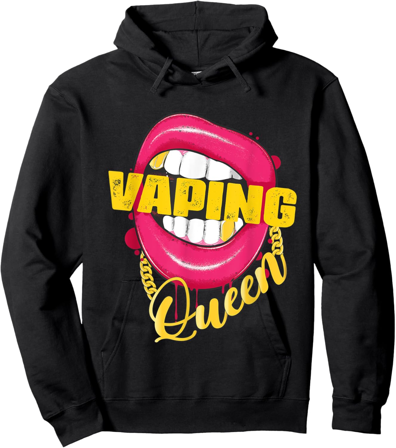 Vaping Queen Golden Necklace Vape woman Hoodie - Hoodie | Black