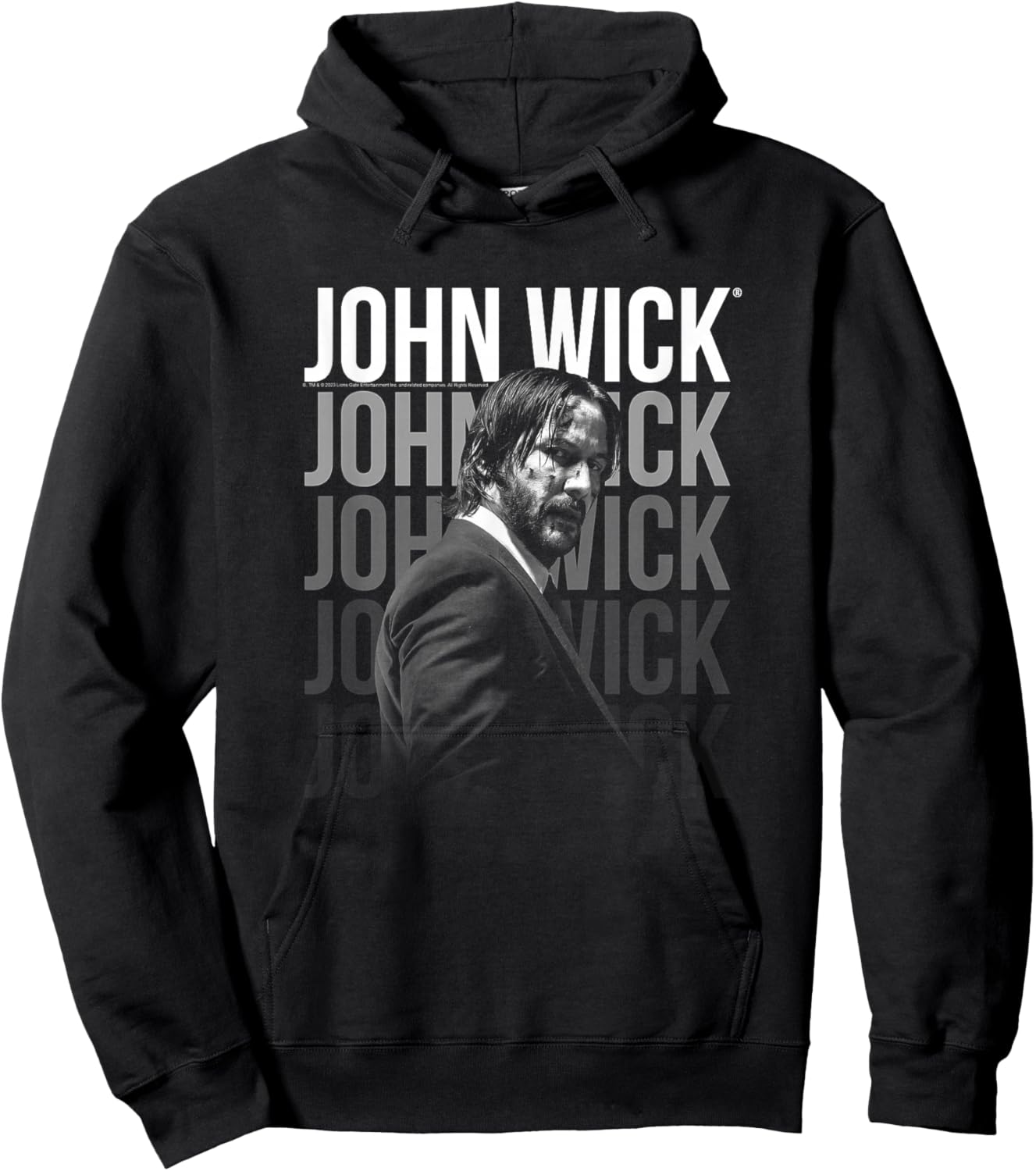 John Wick Classic Fit Logo - Cotton Short Sleeve, Black Hoodie - Hoodie | Black
